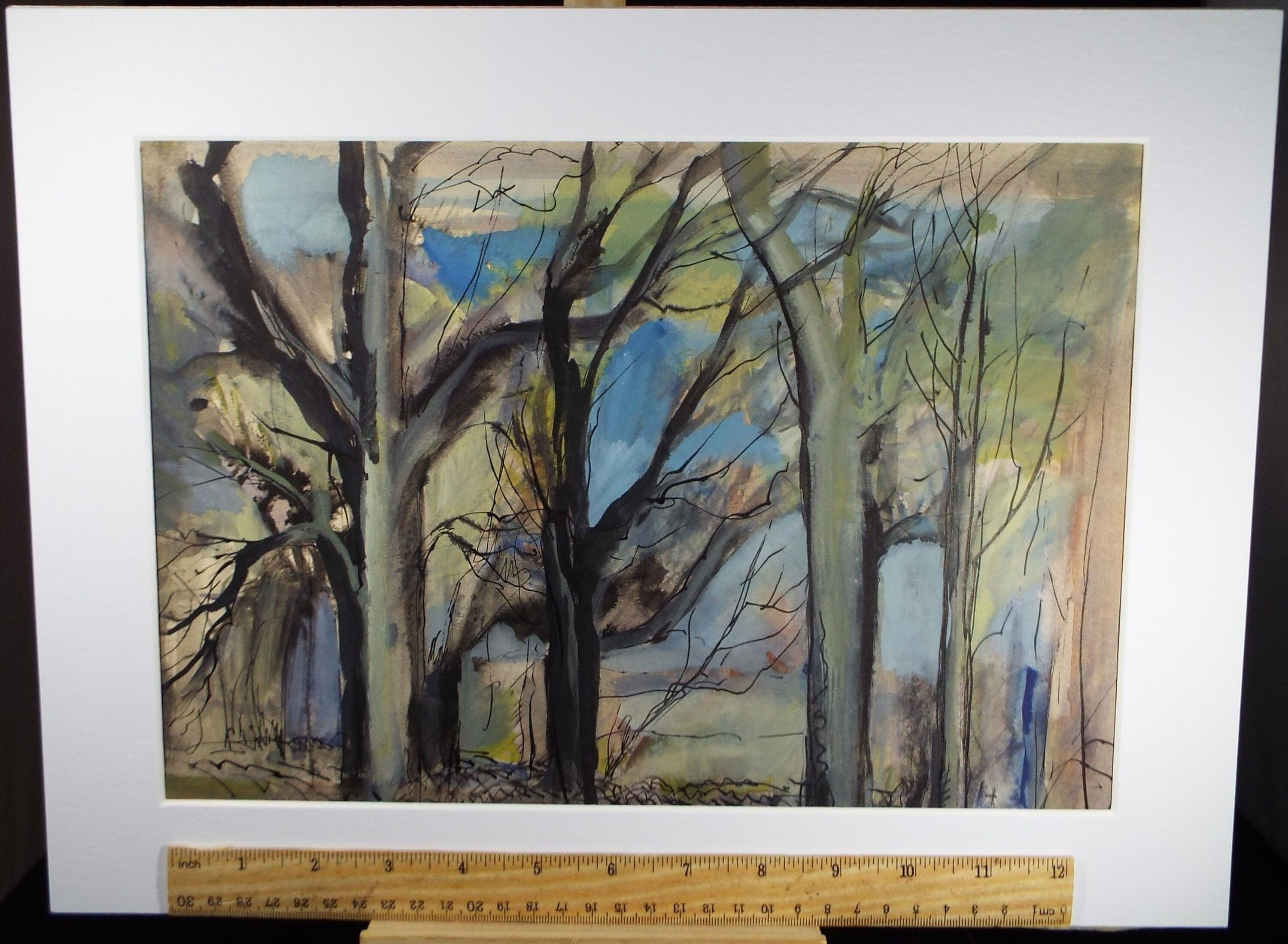 Original Watercolour & Gouache, 'Woodland in Winter', Circa 1950's , Artist Unknown