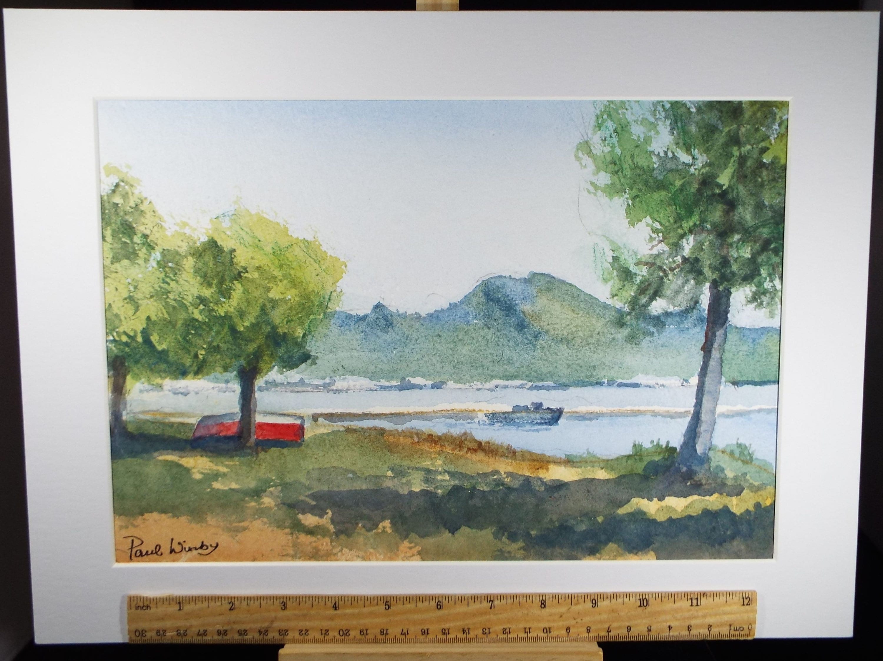 Original Watercolour on Paper, 'Coast with Distant Hills' Circa 1990's, Paul Winby