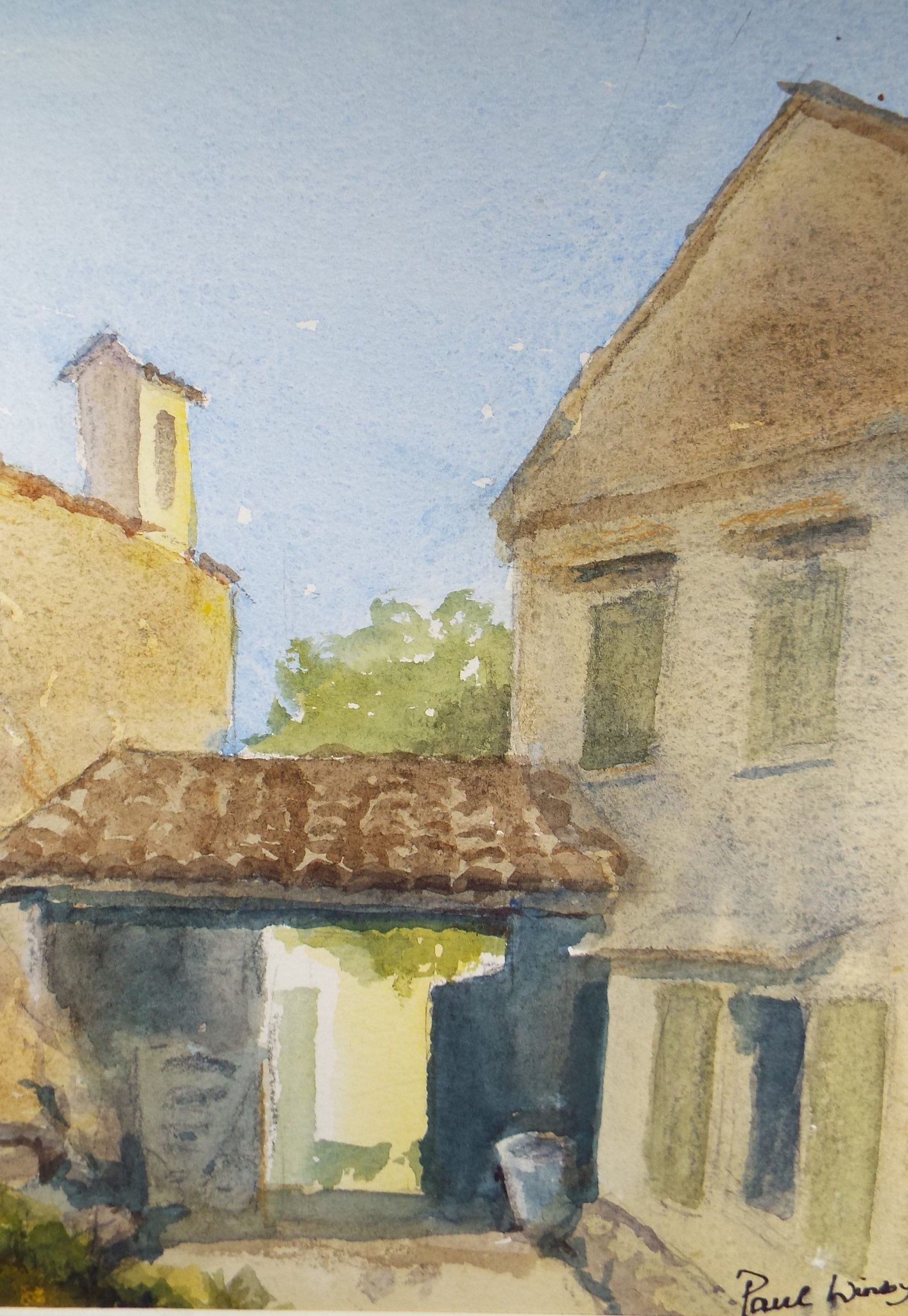 Original Watercolour on Paper, 'Between two Buildings', Paul Winby, Circa 1990's
