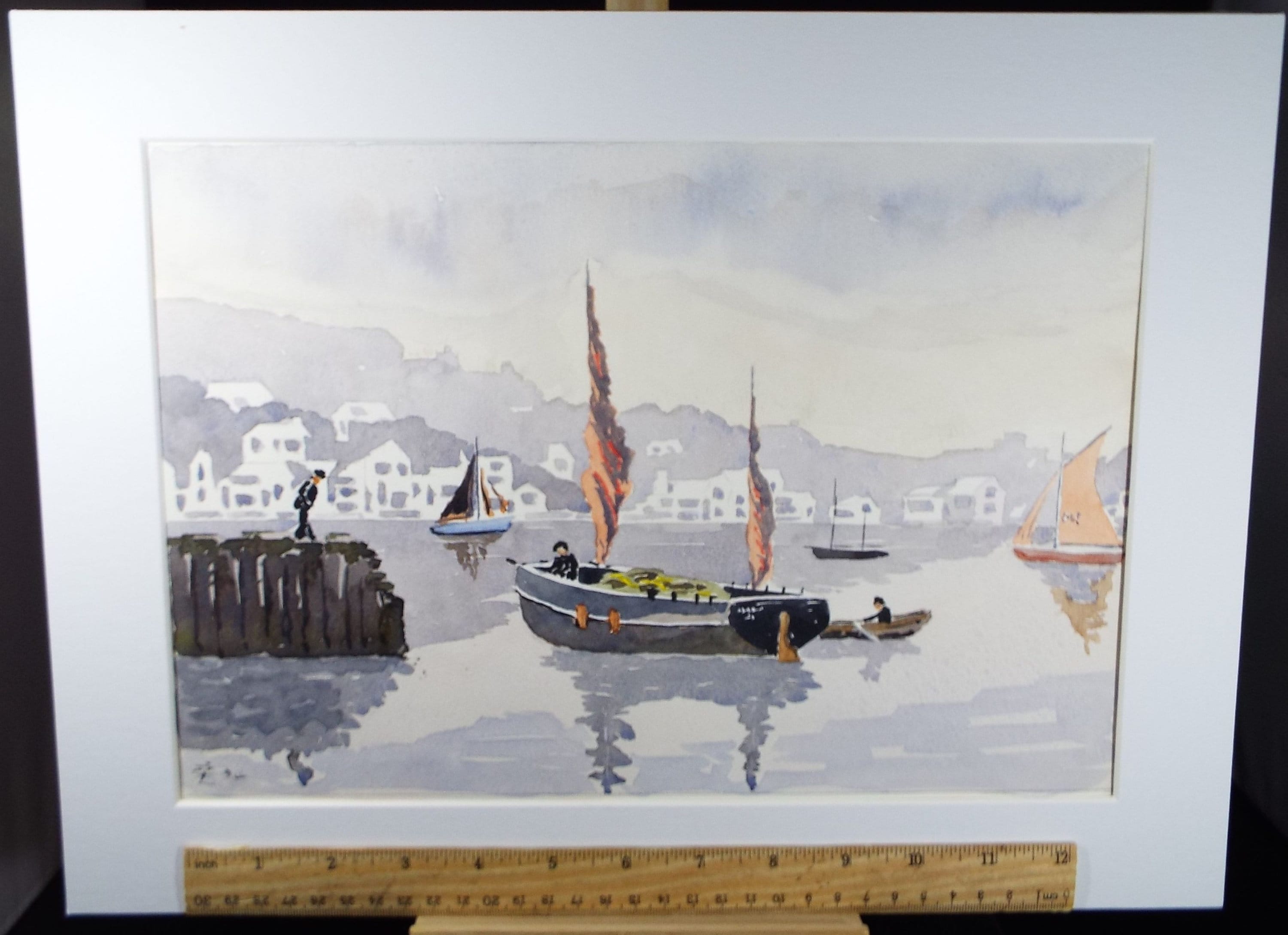 Original Watercolour, 'Sailing Boats',  Monogram PL, Circa 1990's