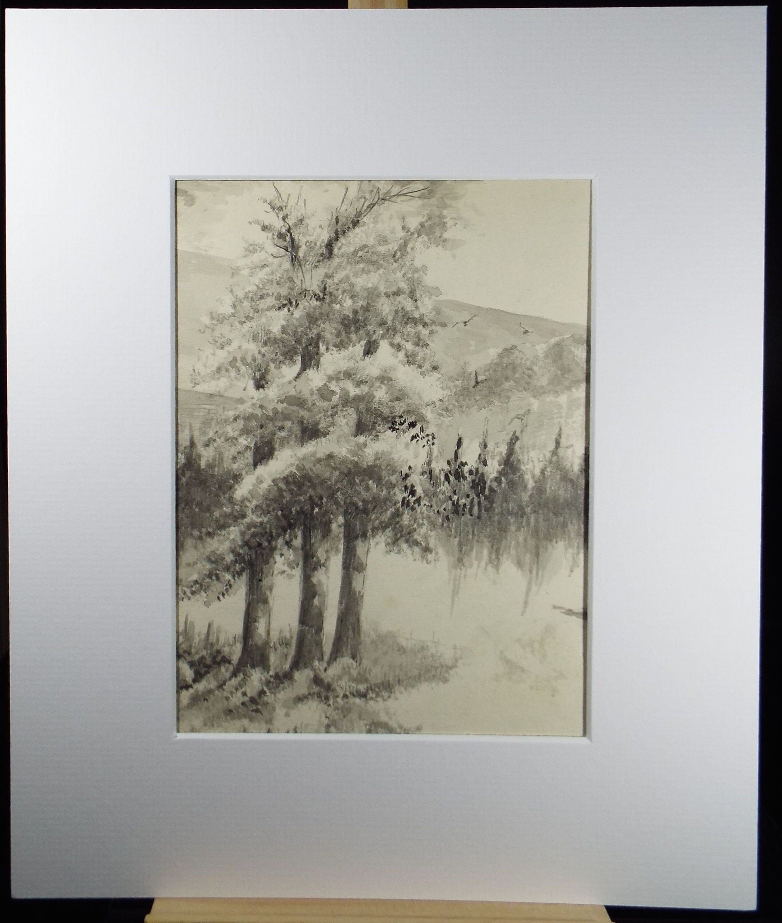 Original Ink and Wash 'Wooded Hillside' 1940's, A Simmons