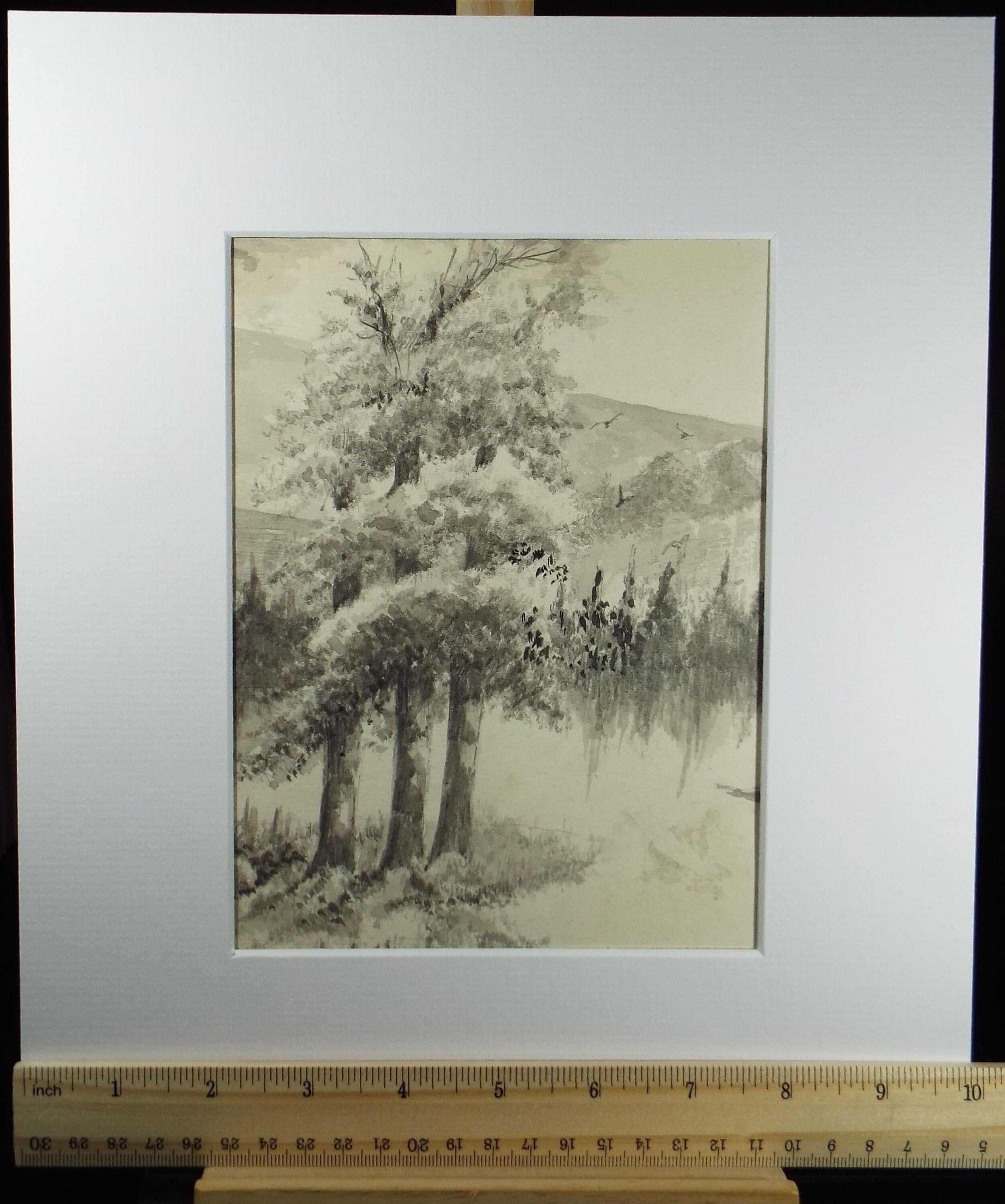 Original Ink and Wash 'Wooded Hillside' 1940's, A Simmons