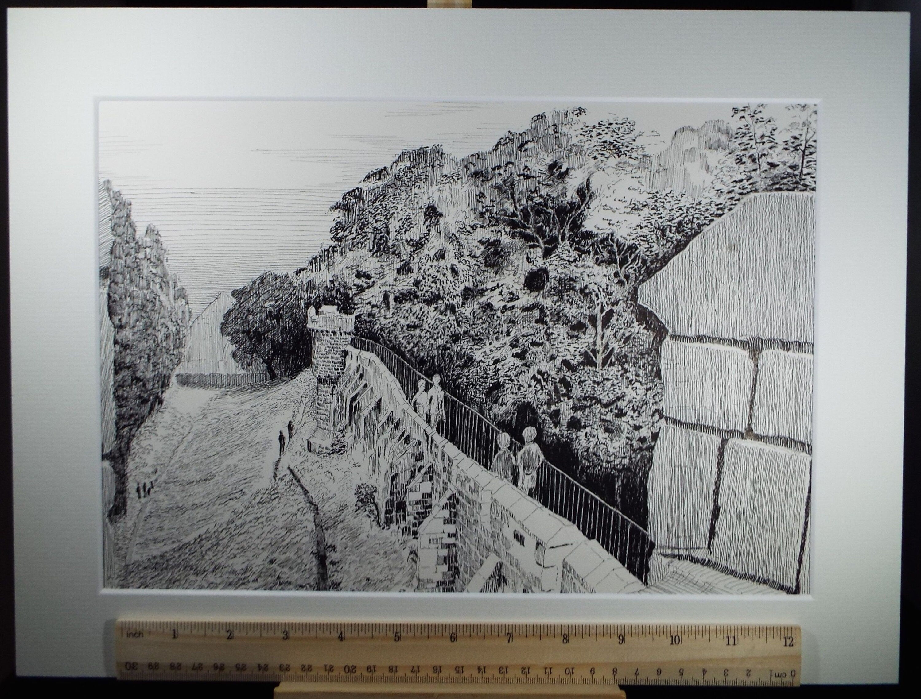 City Walls, York, Original pen and ink, circa 1980, E F Heathfield