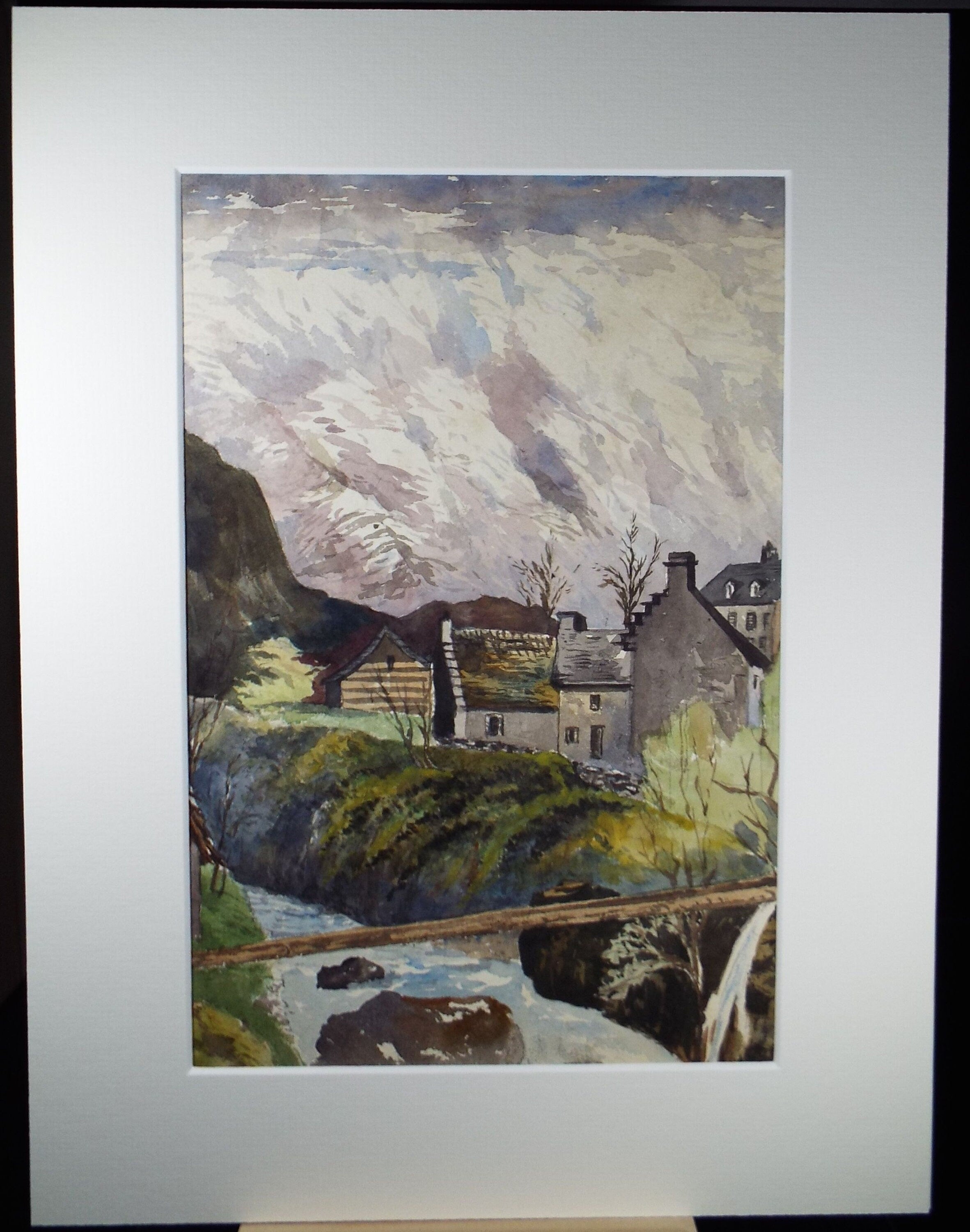 Original Watercolour, 'Mountain Village', Dated 1890, E Leonard