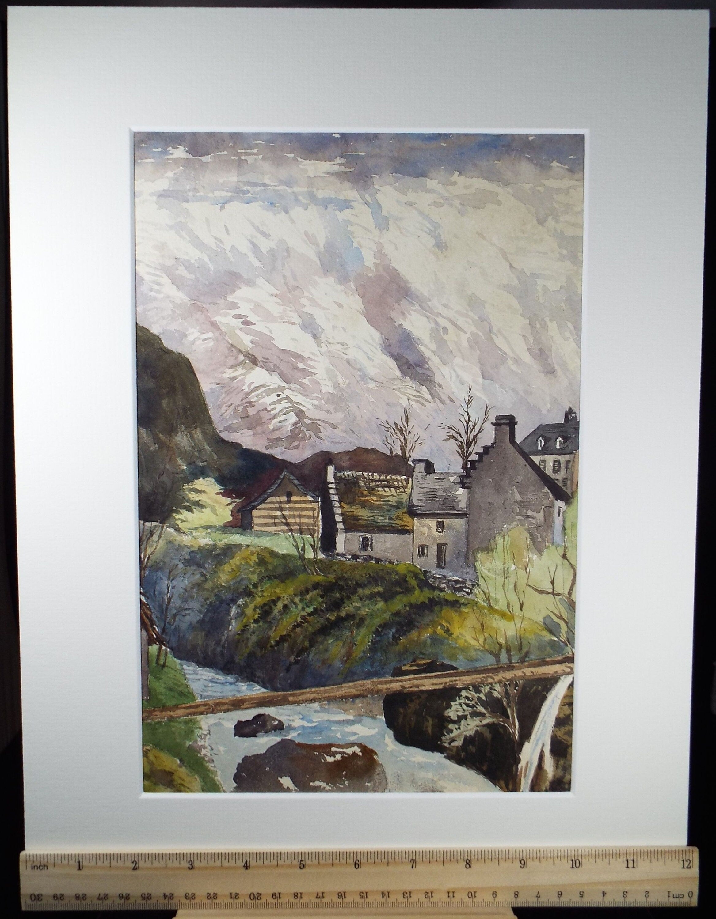 Original Watercolour, 'Mountain Village', Dated 1890, E Leonard