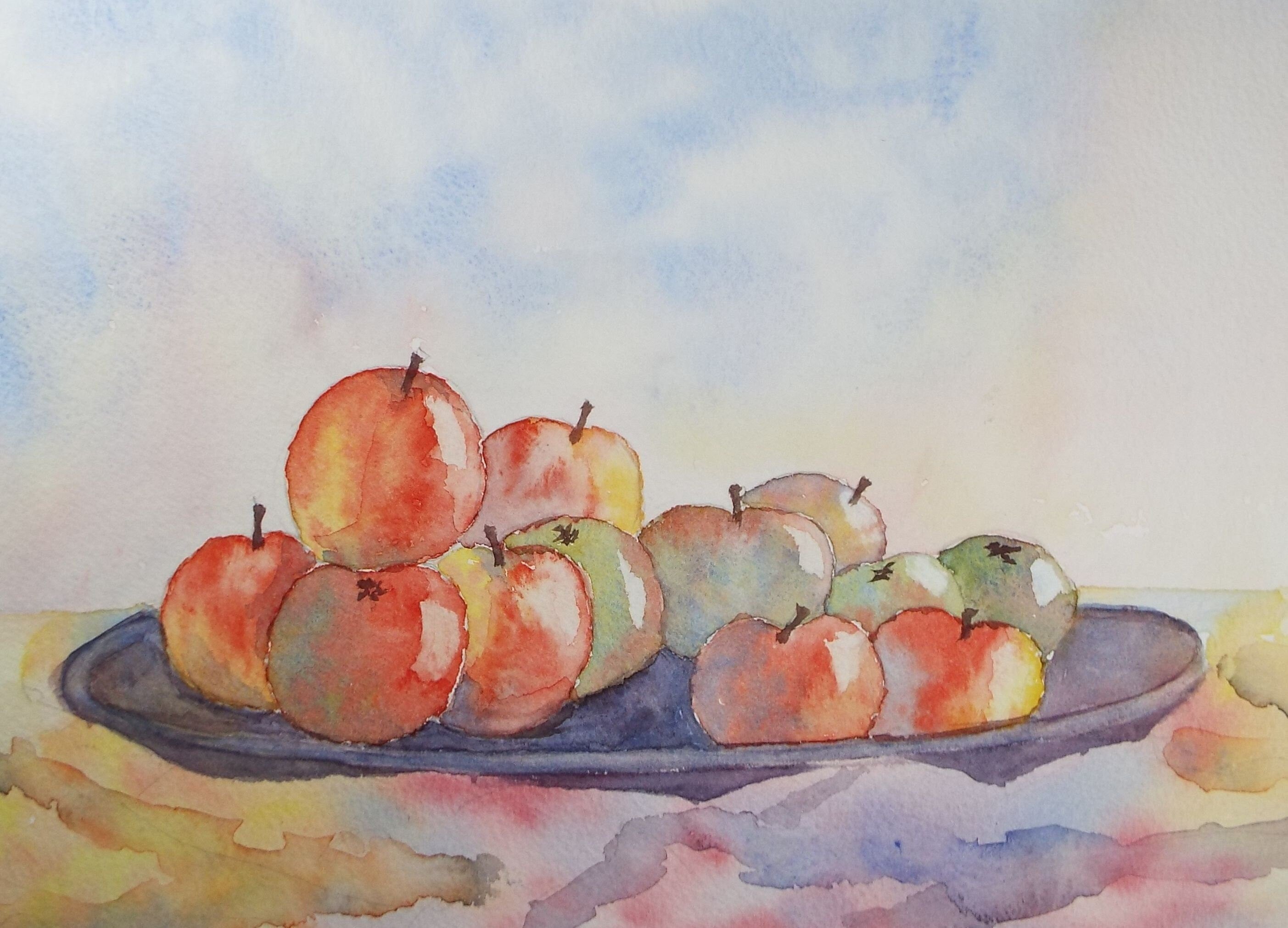 Original Watercolour, 'Still Life of Plums', Circa 1990's, Artist Unknown