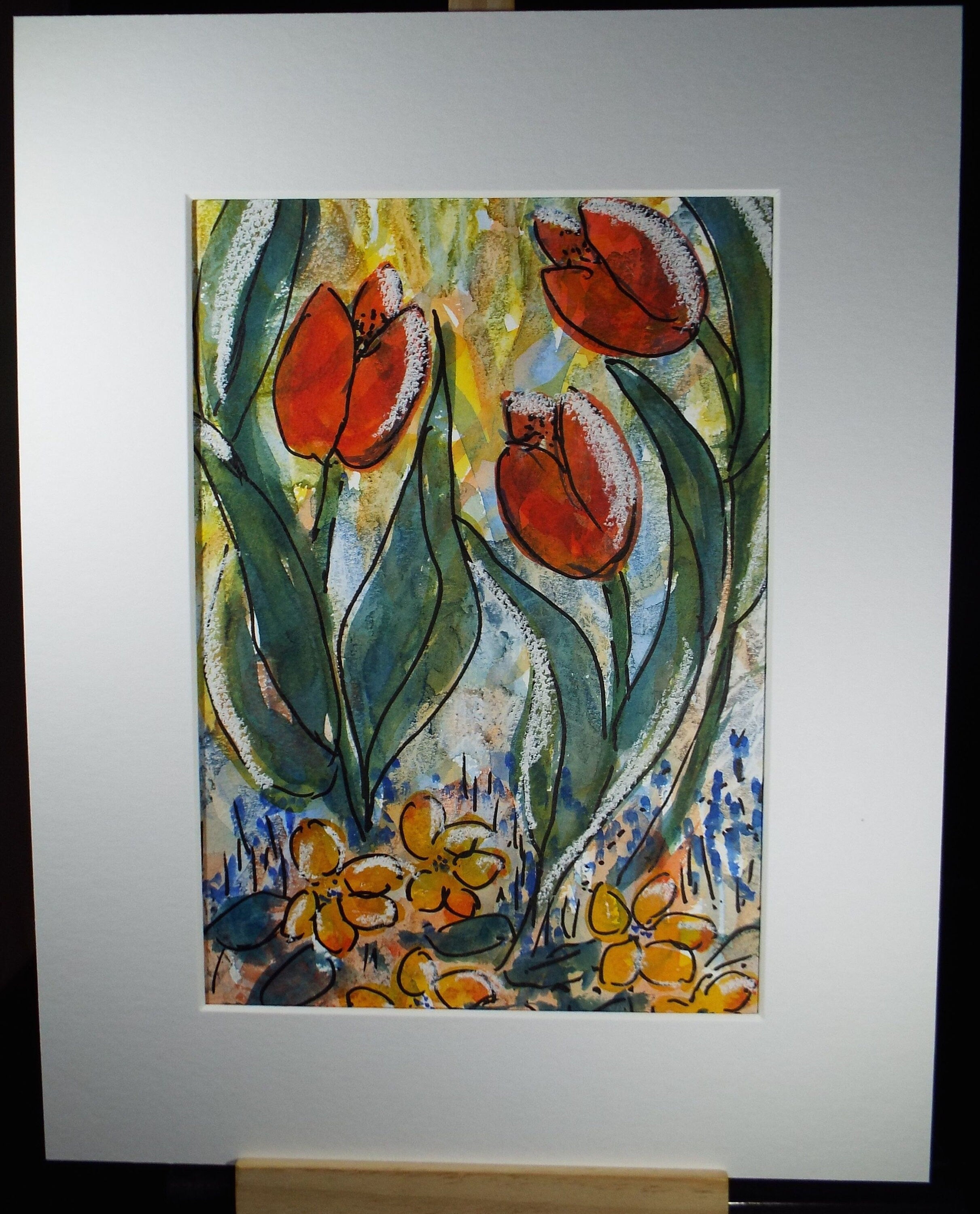 Original Watercolour, 'Still Life of Tulips', Circa 1990's, Artist Unknown