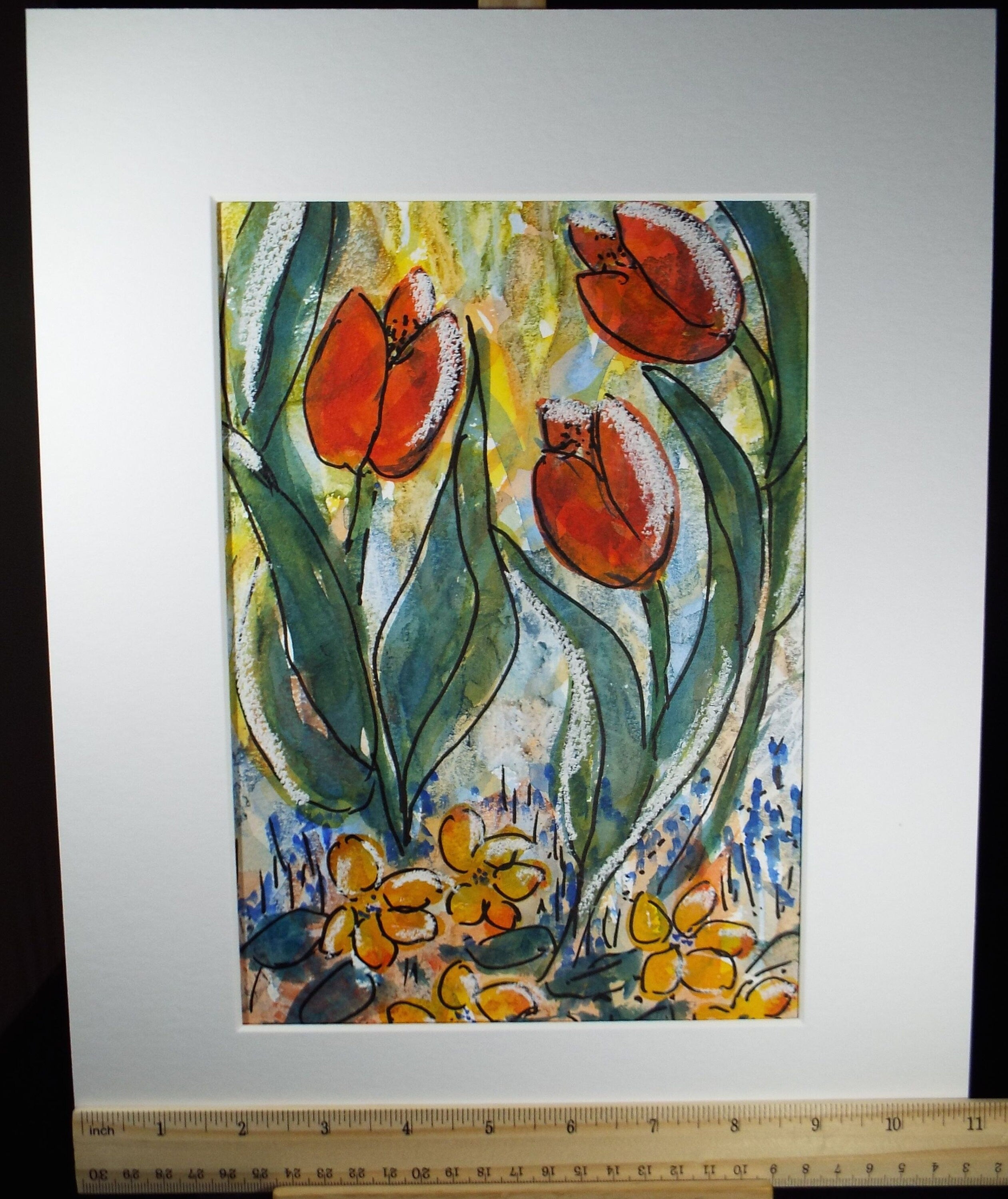 Original Watercolour, 'Still Life of Tulips', Circa 1990's, Artist Unknown