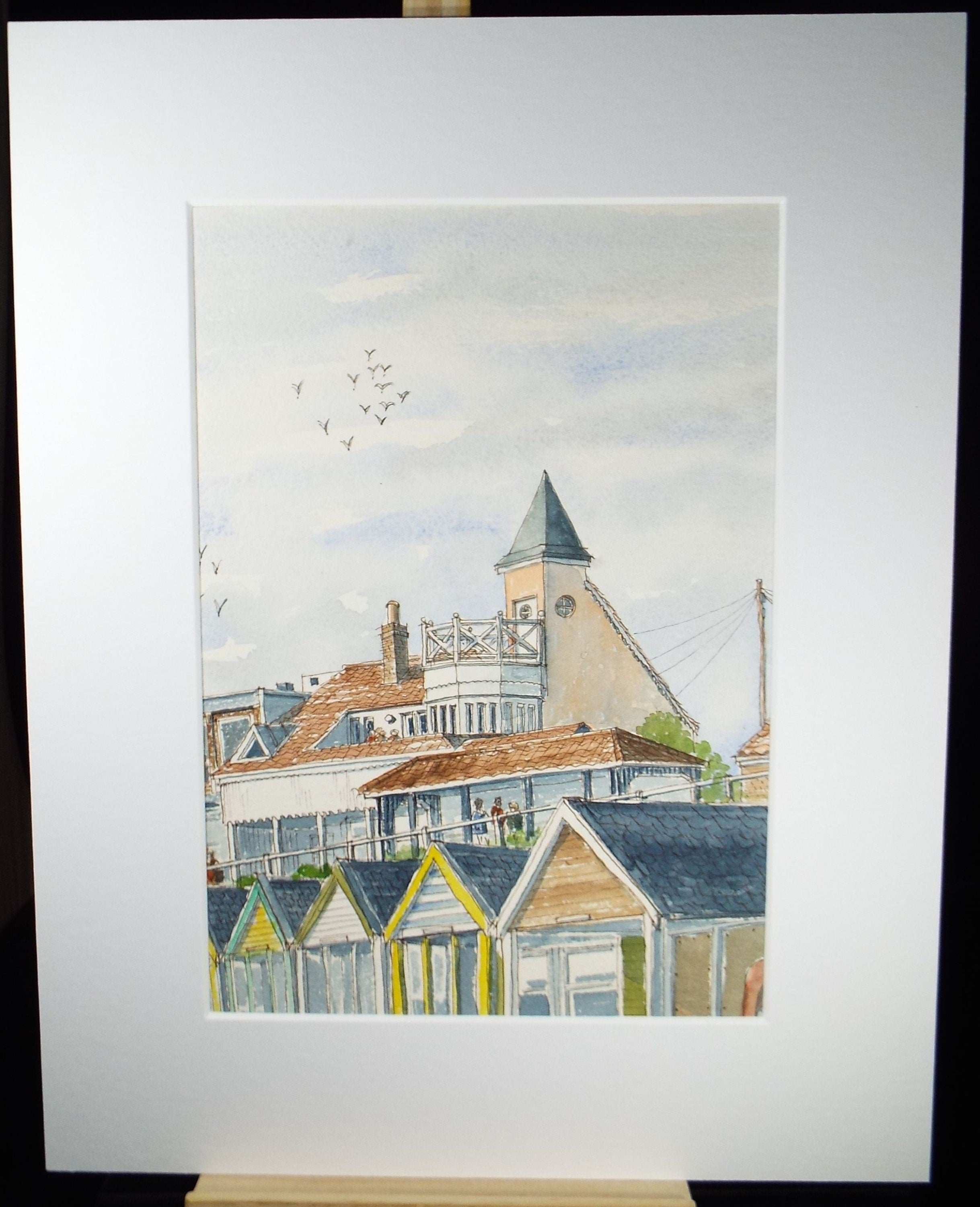 Original Watercolour, 'The Beach Bar', Circa 1990's, Artist Unknown