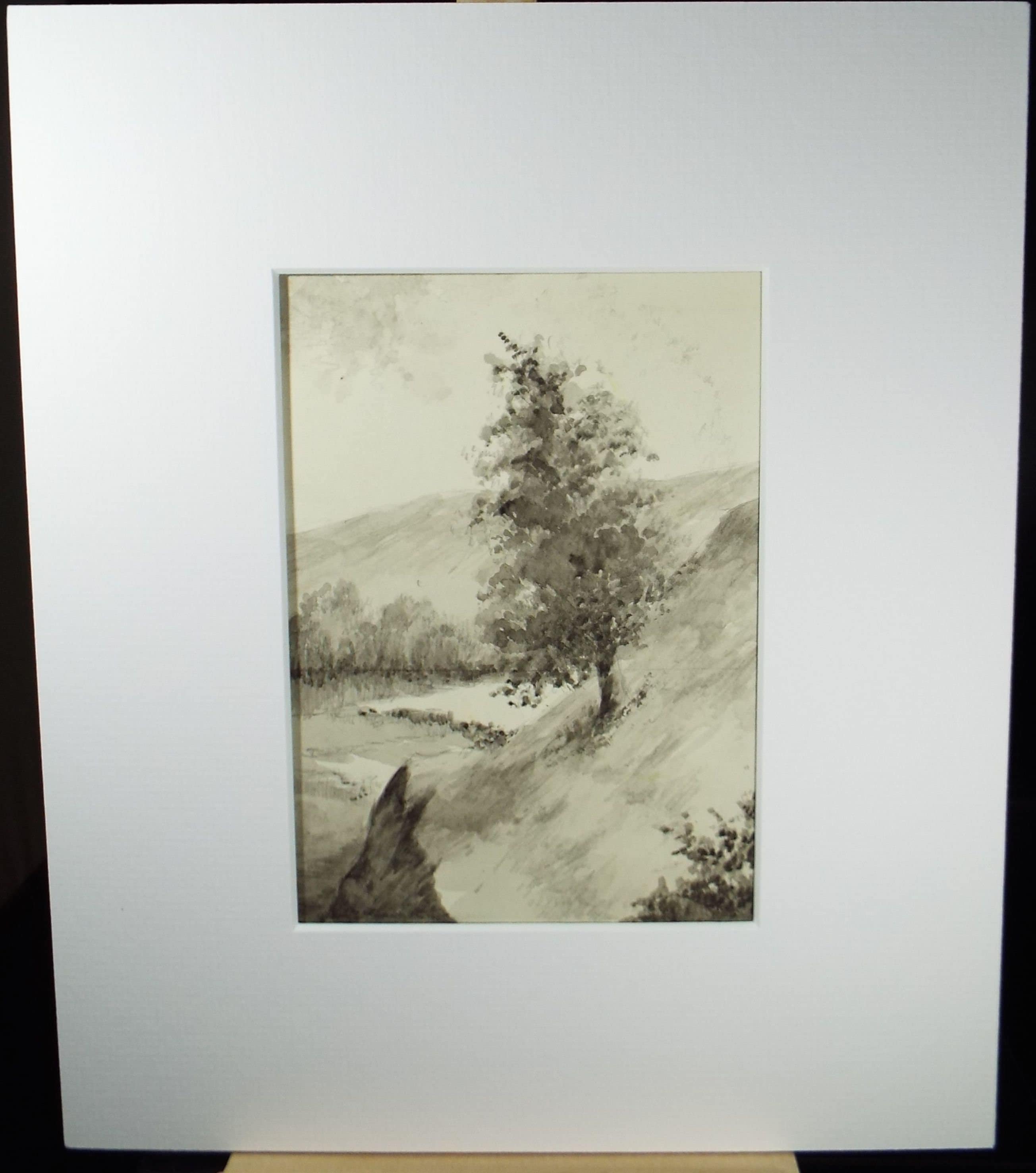 Original Ink & Wash, 'Trees in a Valley', A Simmons, Circa 1940's