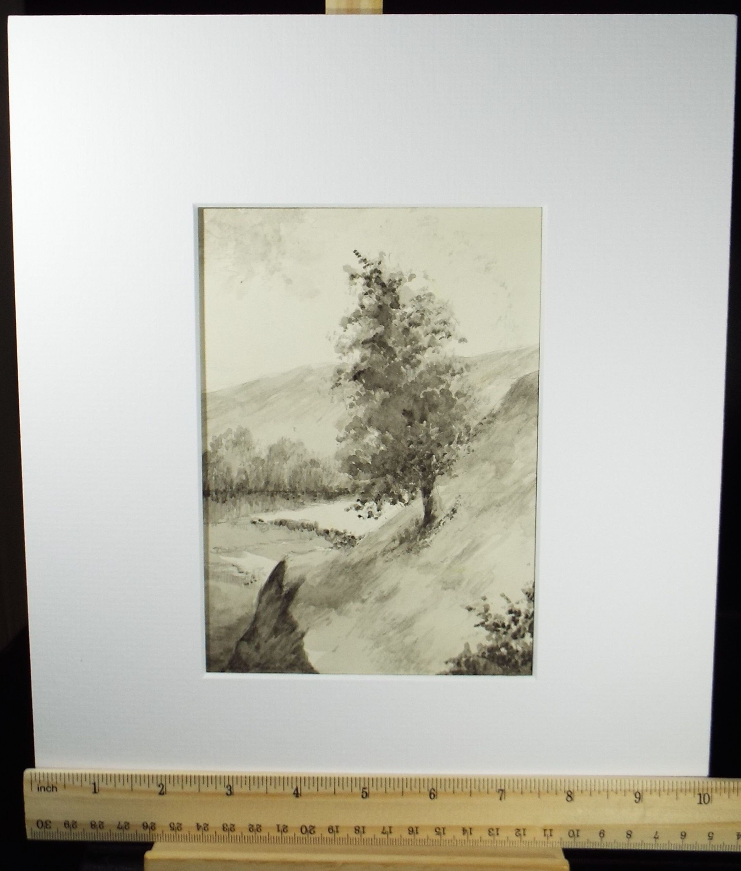 Original Ink & Wash, 'Trees in a Valley', A Simmons, Circa 1940's