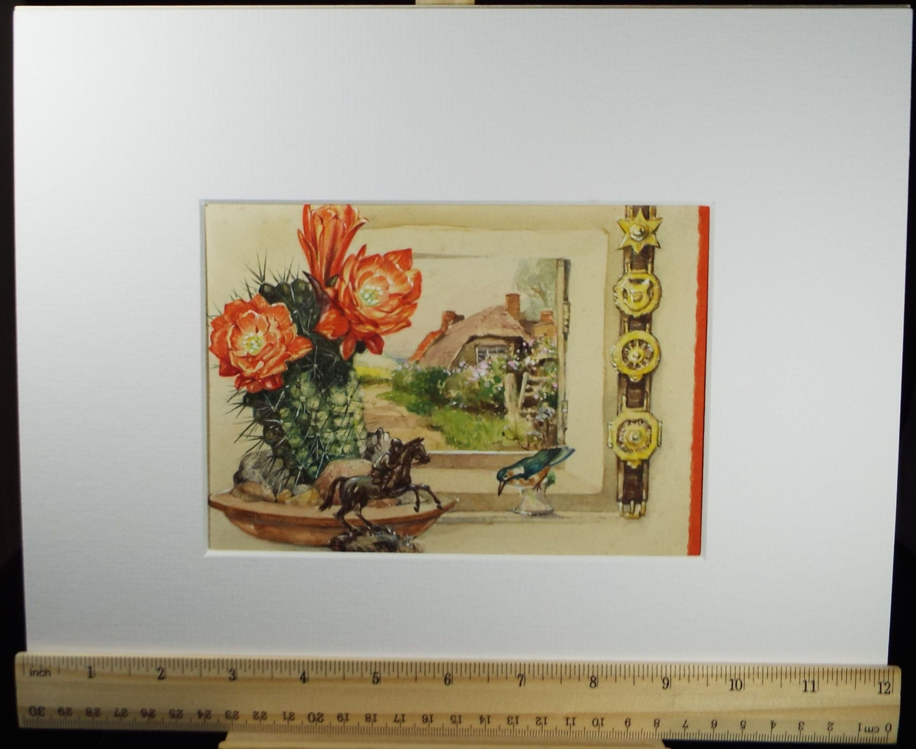 Original Watercolour, 'Still life of Horse brasses', circa 1960's, artist unknown