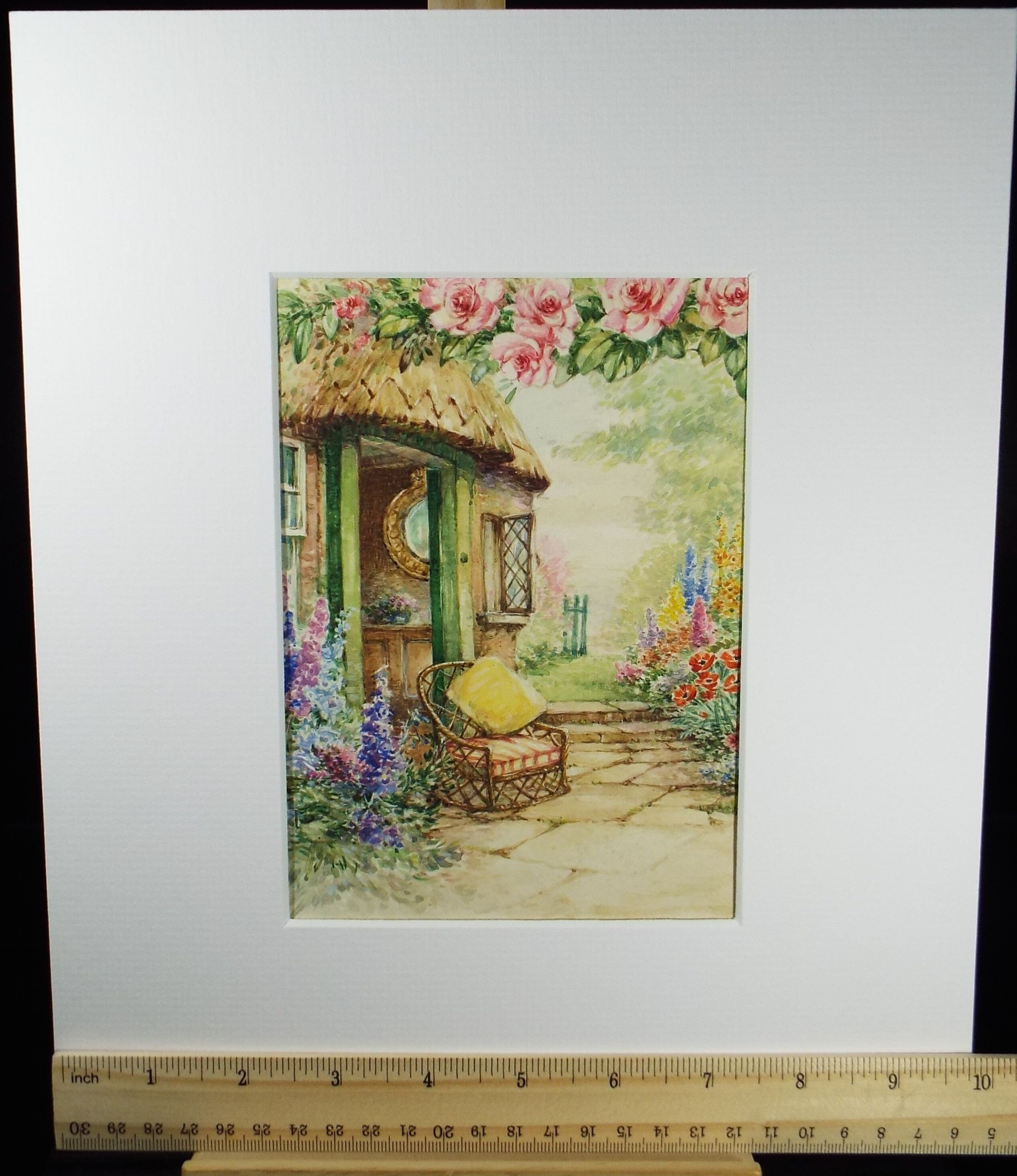 Original Watercolour, 'A Chair in the Cottage Garden', Circa 1950's, artist unknown