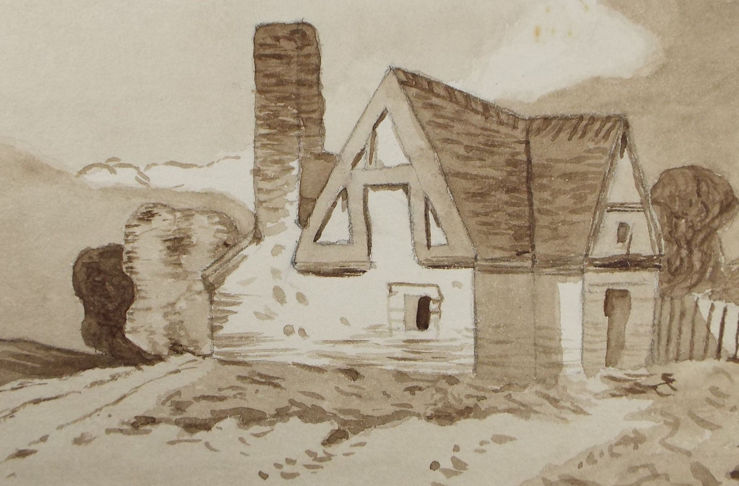 Original Watercolour, 'Country Cottage', dated 1880, Artist unknown