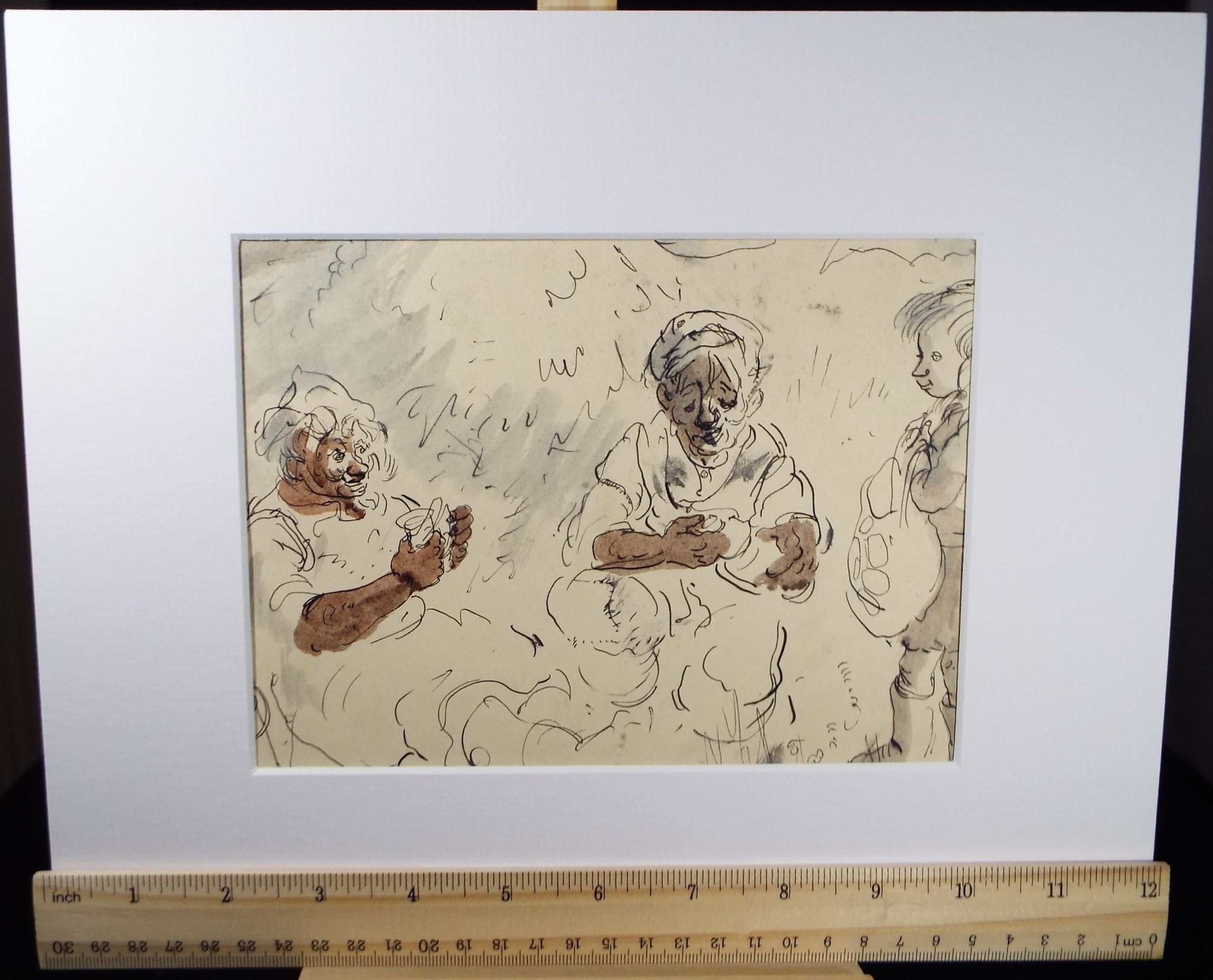 Original Watercolour, 'Two Women with Child', Circa 1950's, William D Clyne (1922-1981)