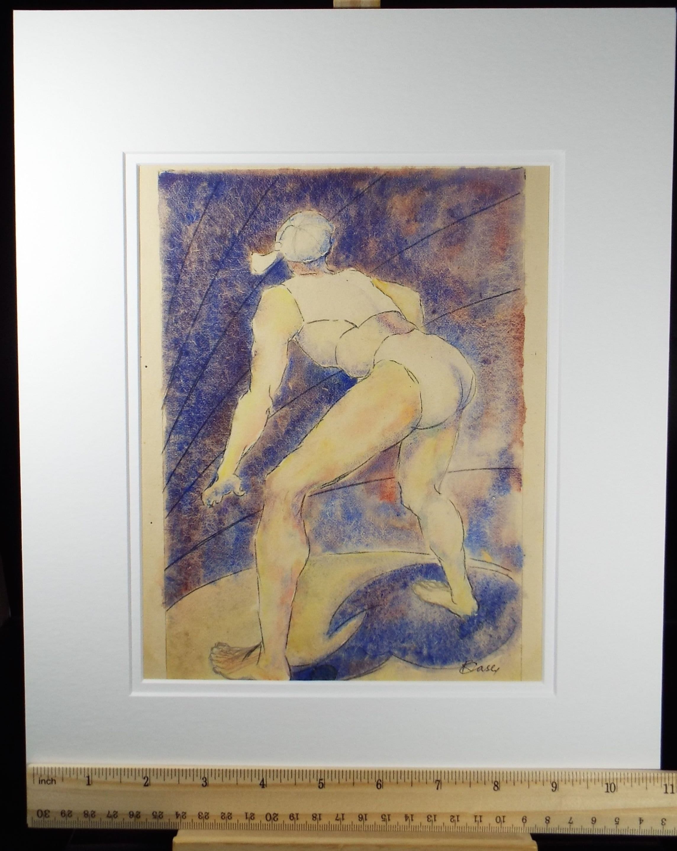 Original Watercolour, 'Crouching Figure', c1950's - Robert Case (20th Century British)