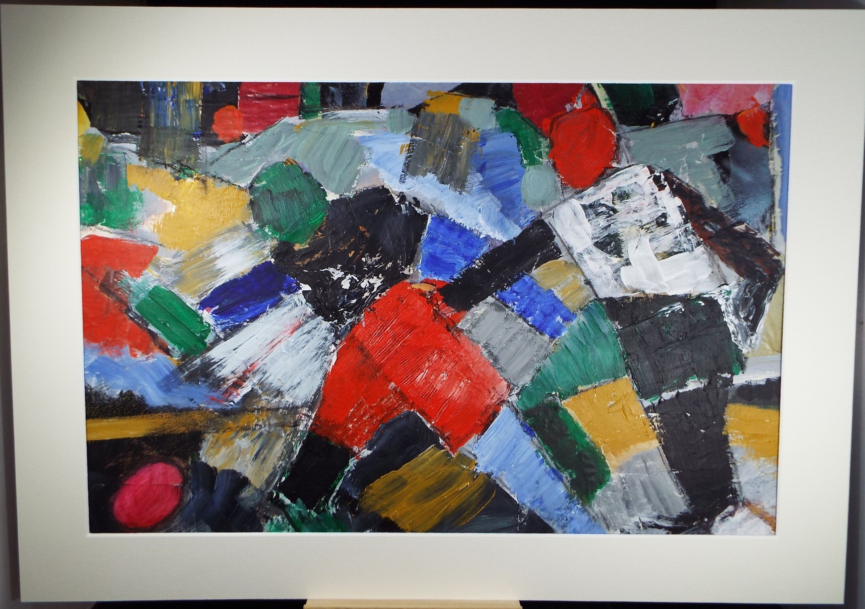 Original Acrylic on Paper, 'In for the Tackle', Late 20th Century, Artist Unknown