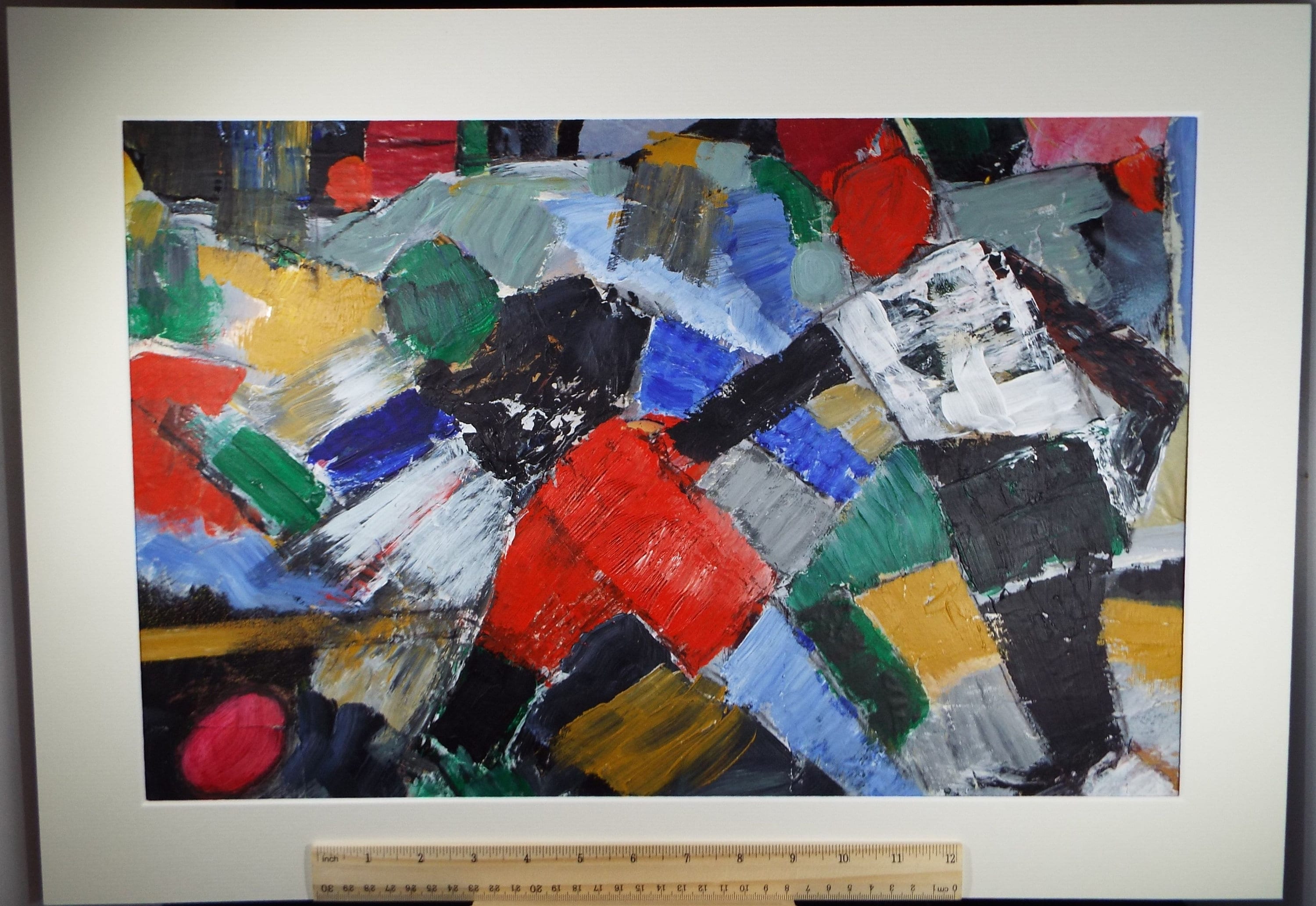 Original Acrylic on Paper, 'In for the Tackle', Late 20th Century, Artist Unknown