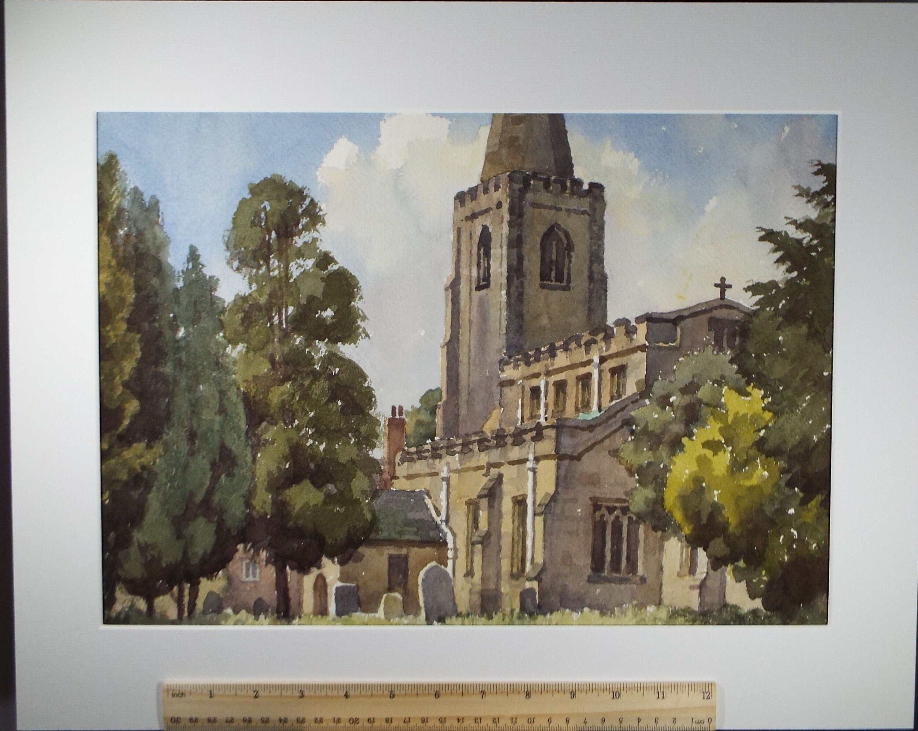 Original Watercolour on Paper, 'Church & Churchyard', Edward Albert Hickling (1913-1998), Circa 1950's
