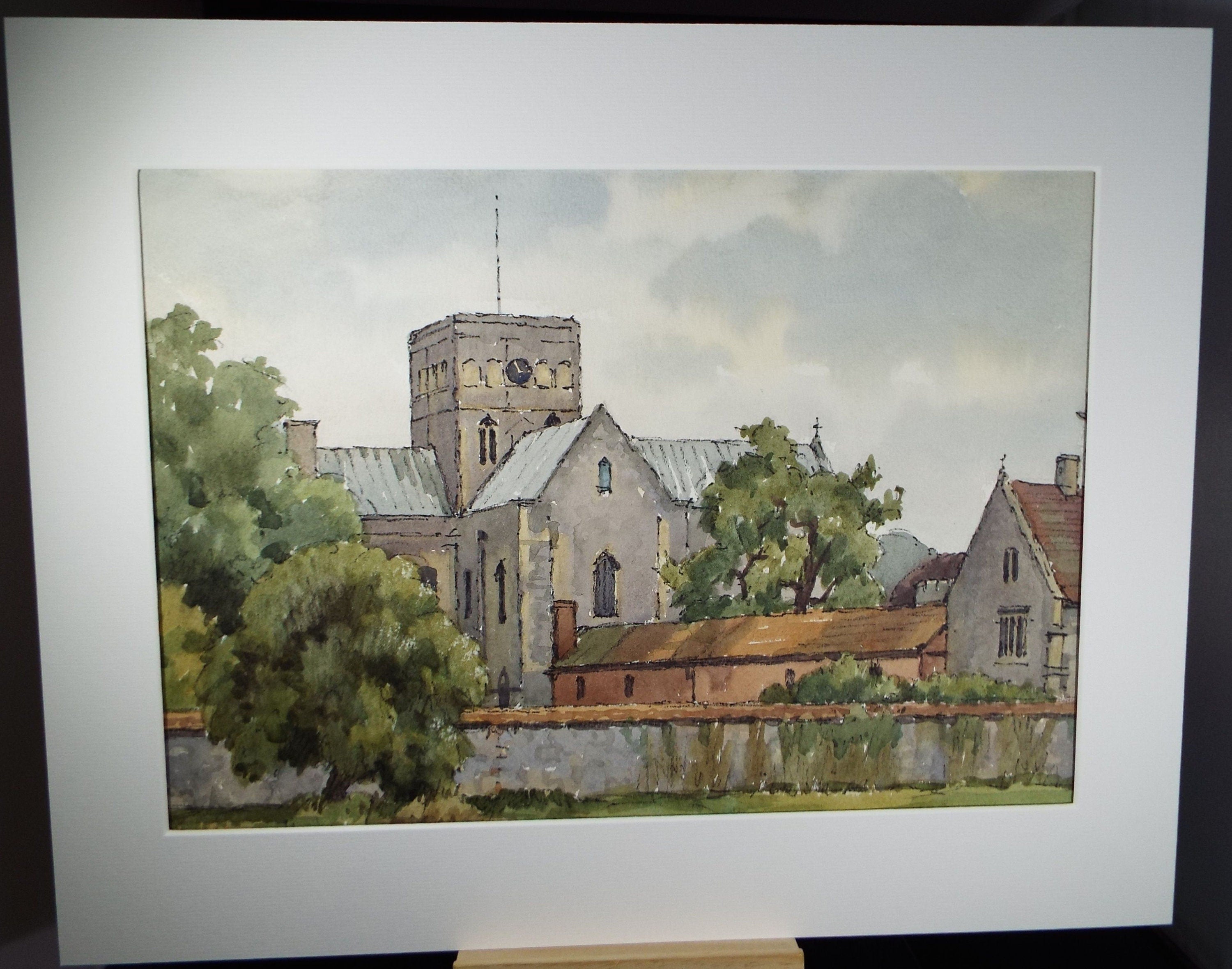 Original Watercolour on Paper, 'Abbey Buildings' Edward Albert Hickling (1913-1998), Circa 1950's