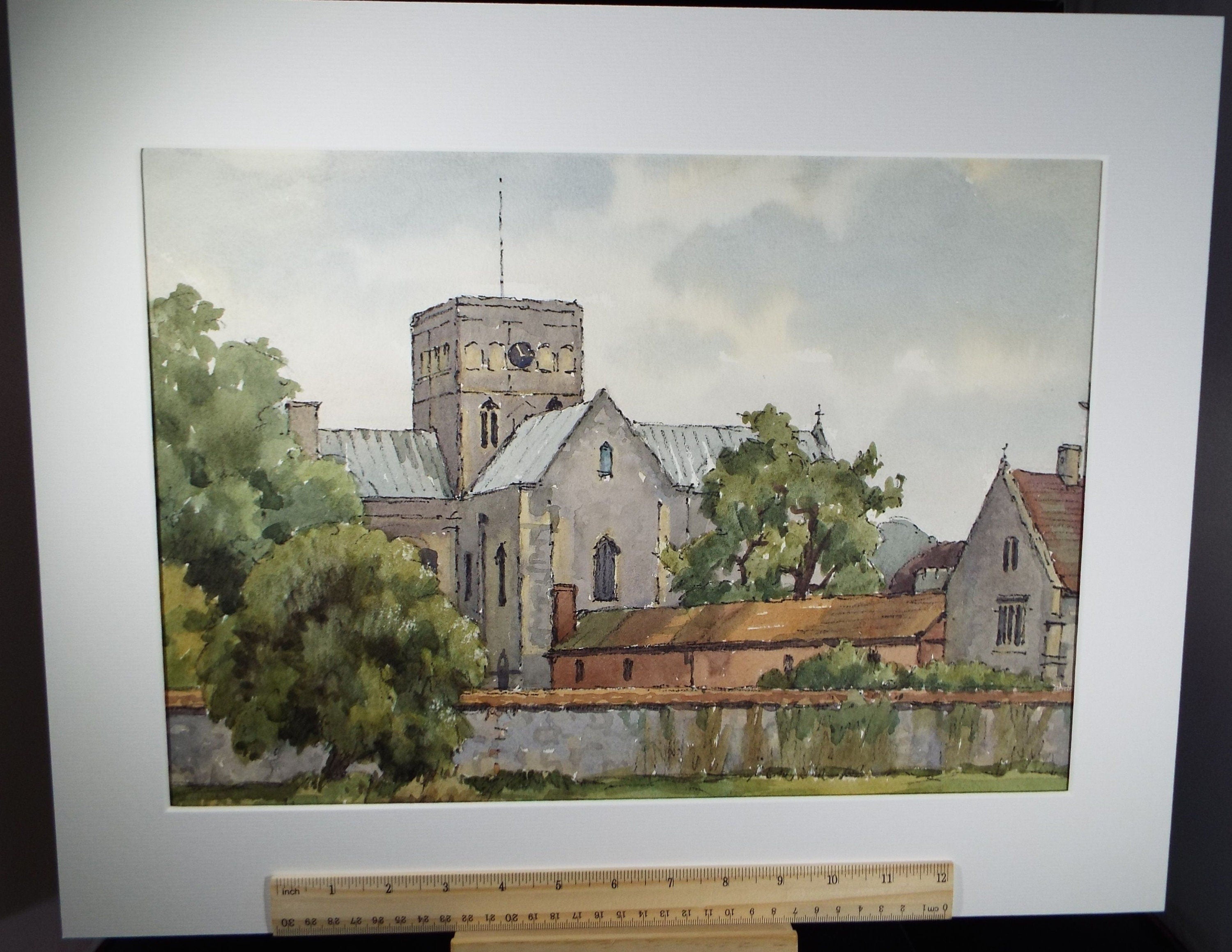 Original Watercolour on Paper, 'Abbey Buildings' Edward Albert Hickling (1913-1998), Circa 1950's