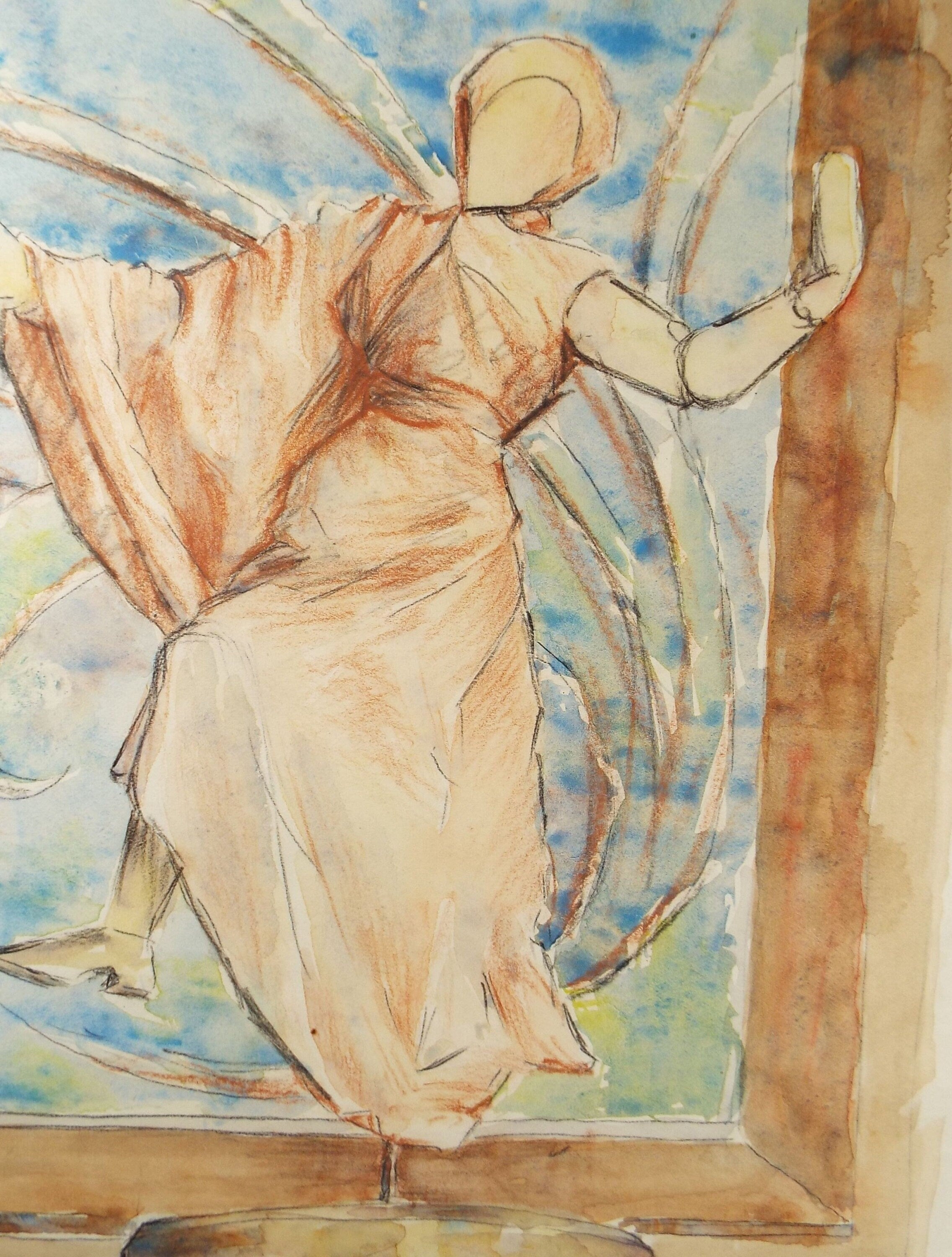 Original Watercolour, 'Study of a figurine' , c1950's - Robert Case (20th Century British)