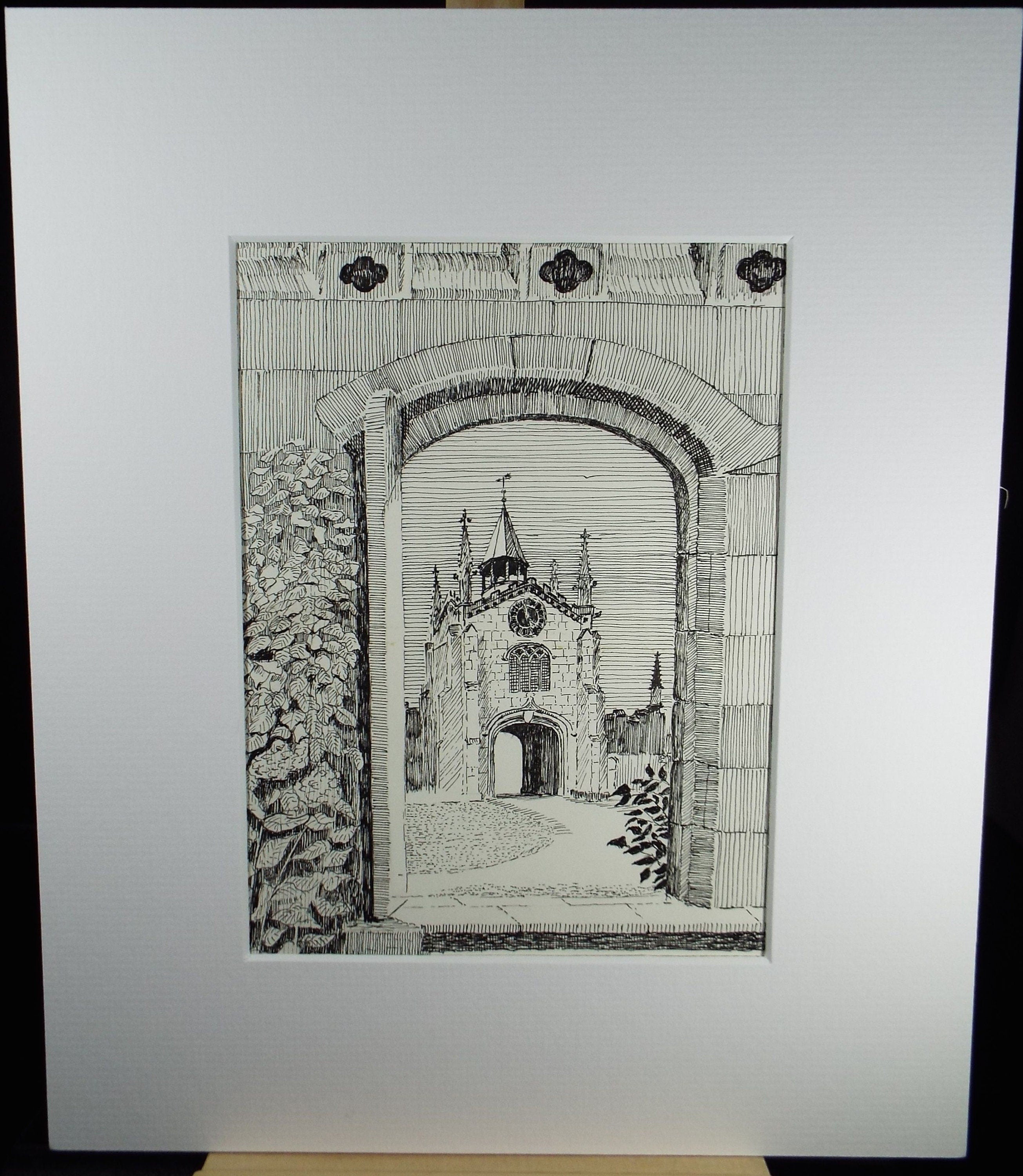 Original Pen and Ink, 'Bishop's Palace, Bishopthorpe', Dated 1983, E F Hearfield