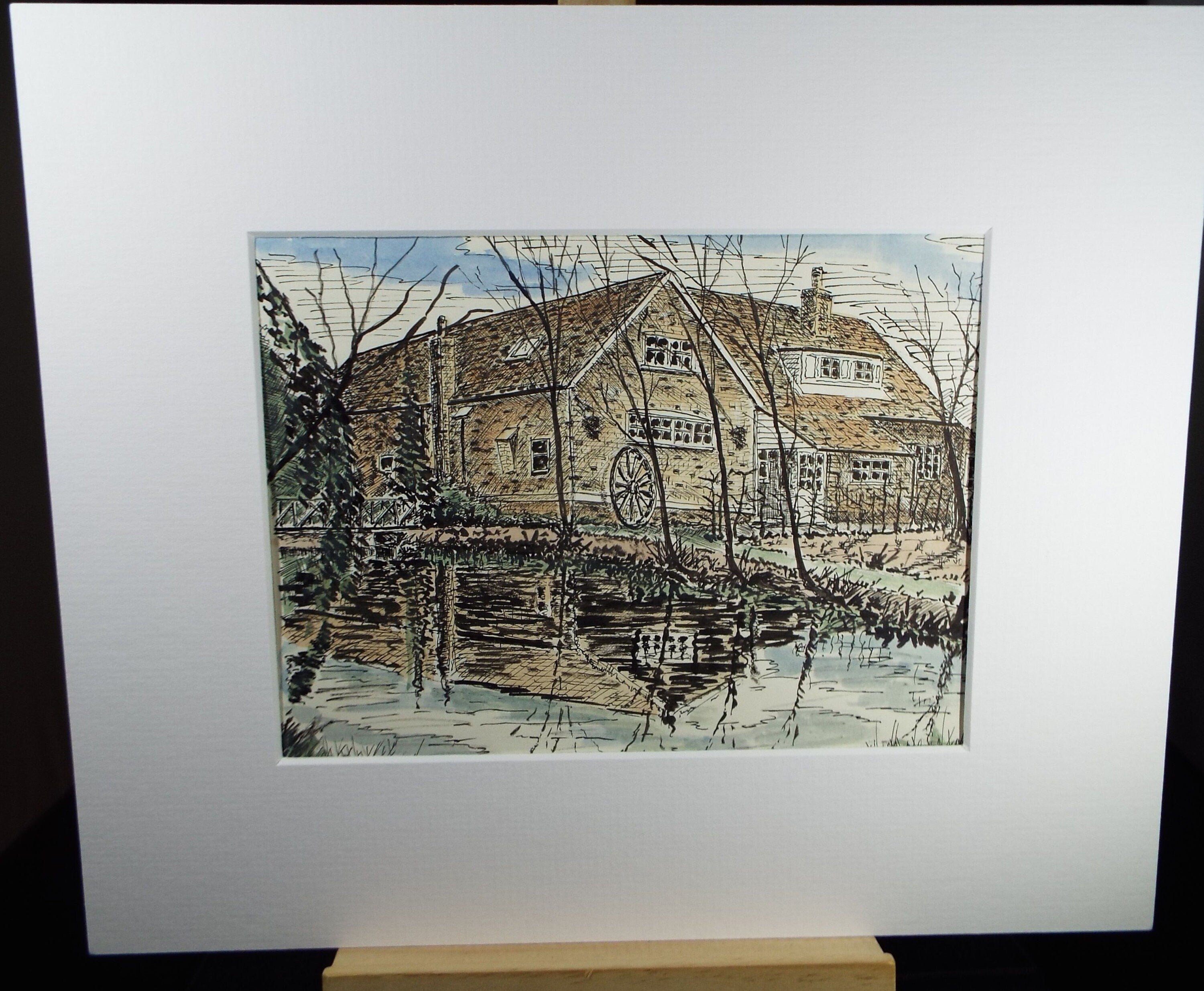 Original Ink & Watercolour, 'Across the Pond', Circa 1990's , Artist Unknown