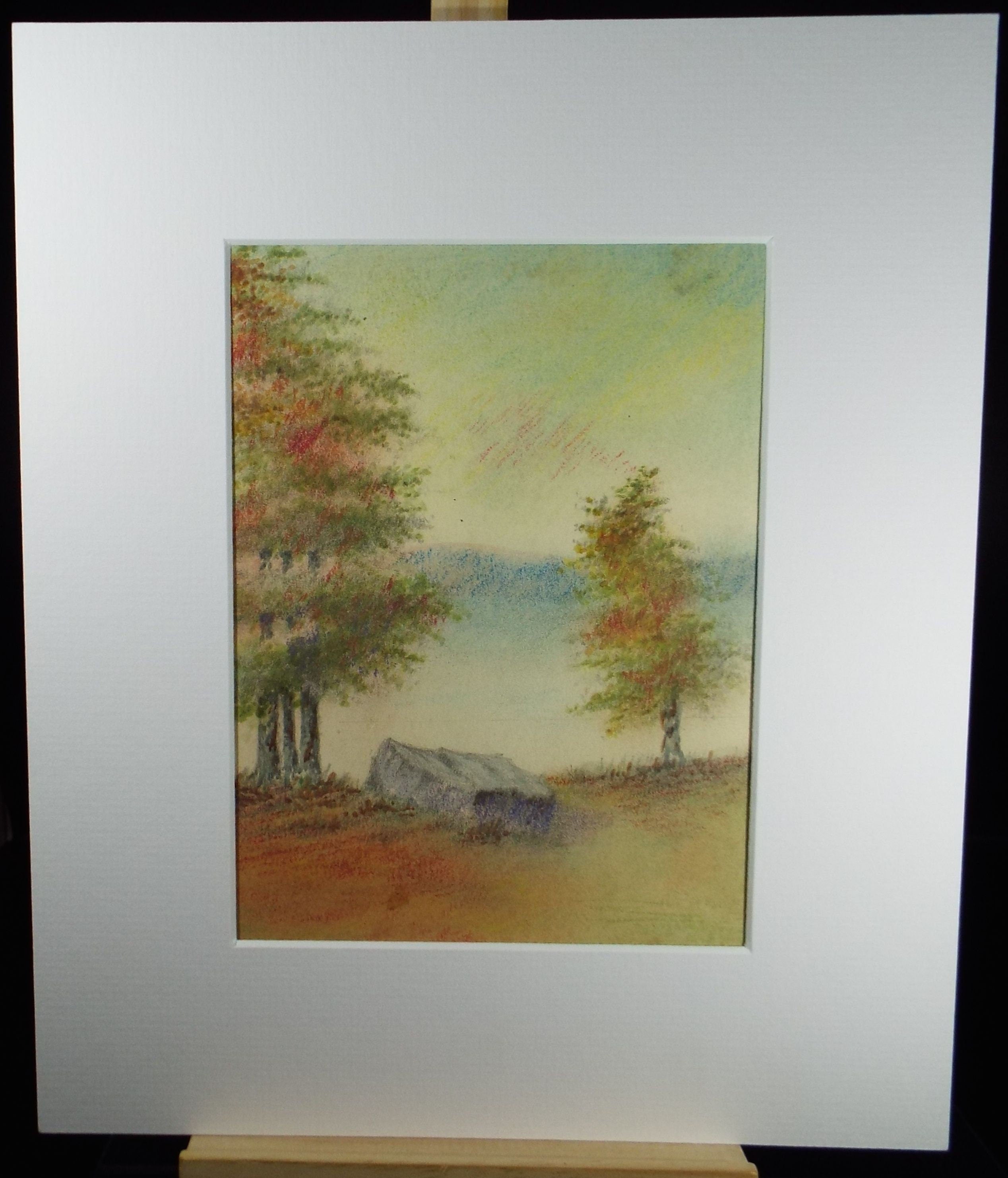 Original Pastel Drawing 'Trees in a Misty Landscape' 1950's, A Simmons