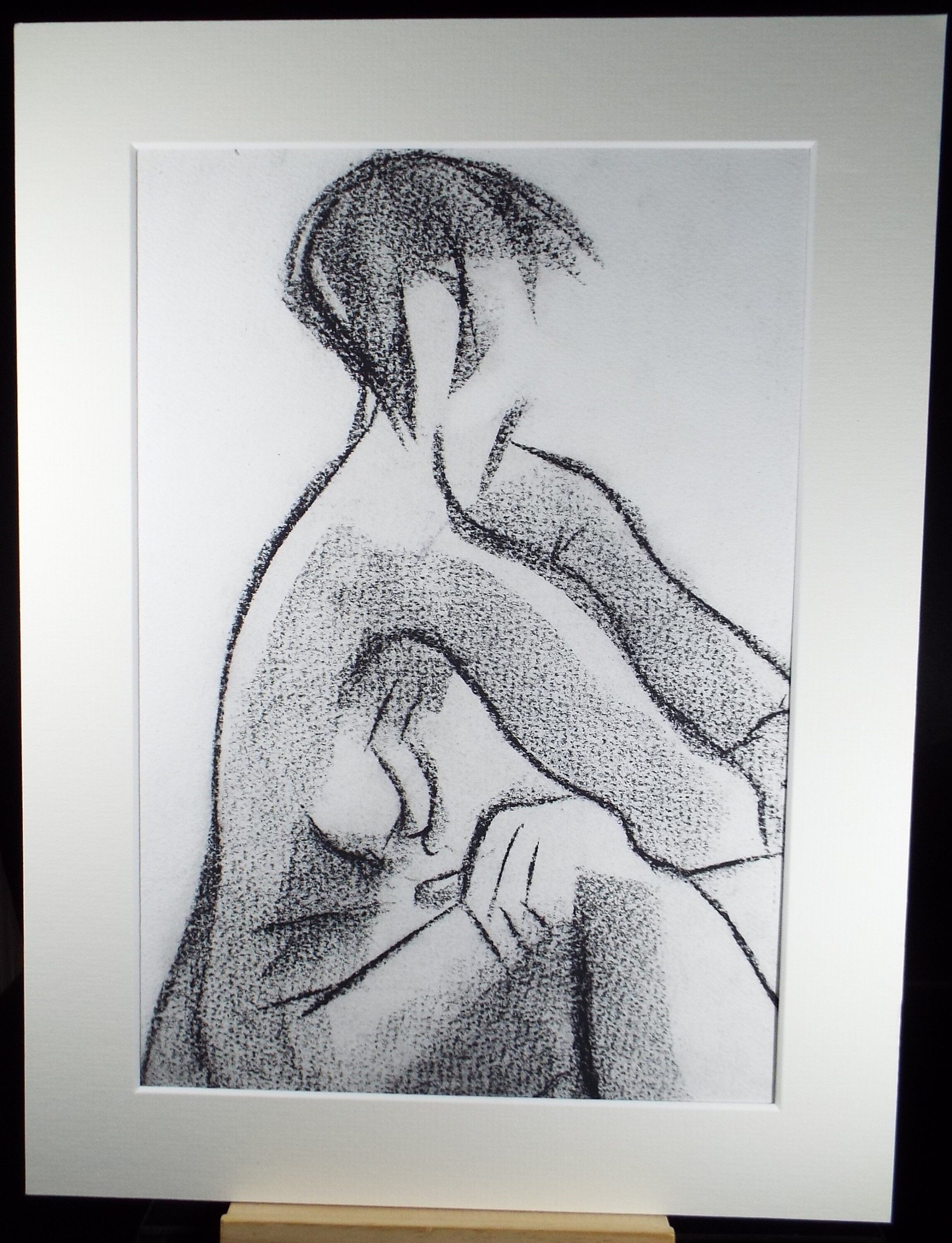 Barbara Karn (b1949), Original conte and charcoal on Paper ,' Seated Female Nude', Circa 2000