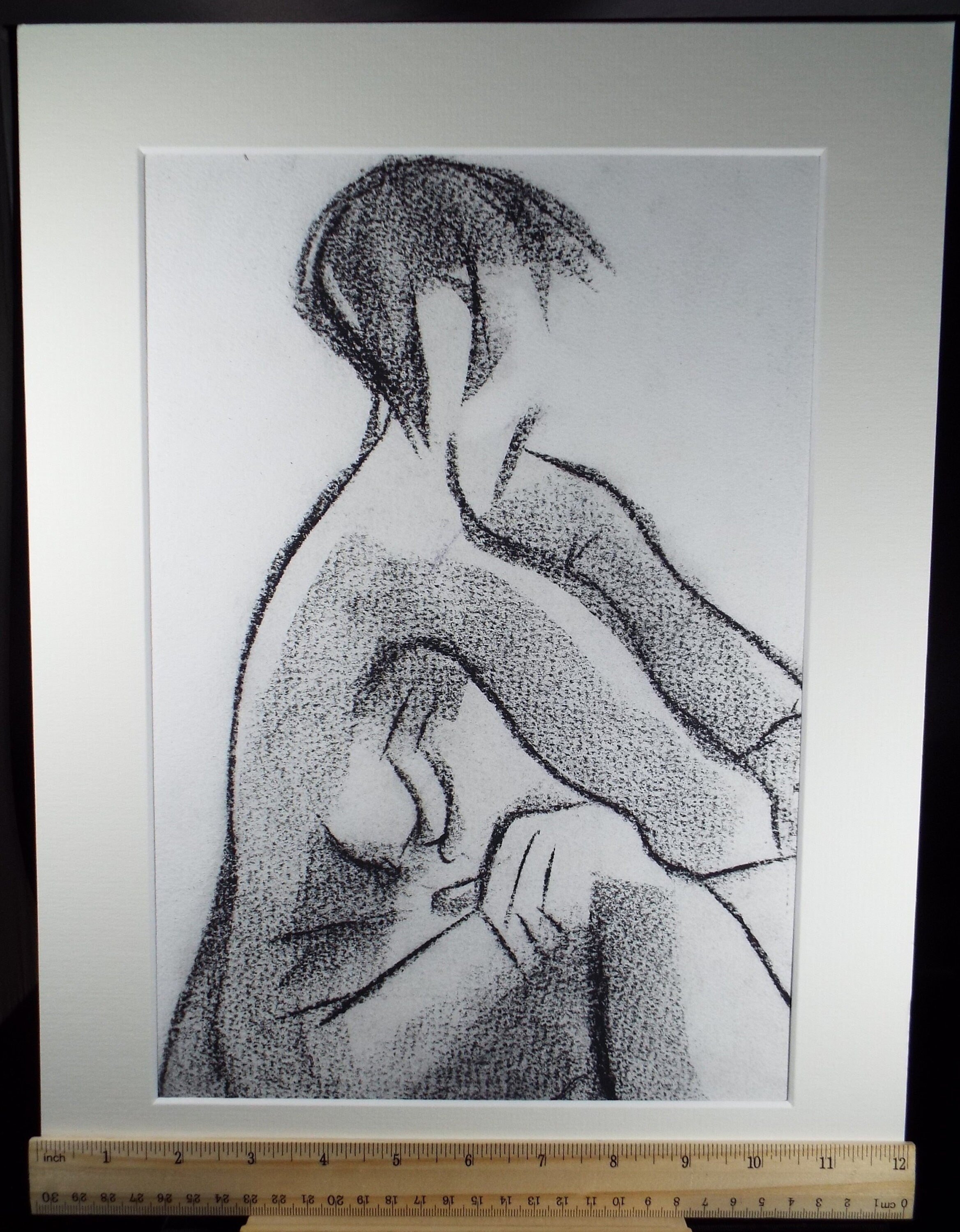 Barbara Karn (b1949), Original conte and charcoal on Paper ,' Seated Female Nude', Circa 2000