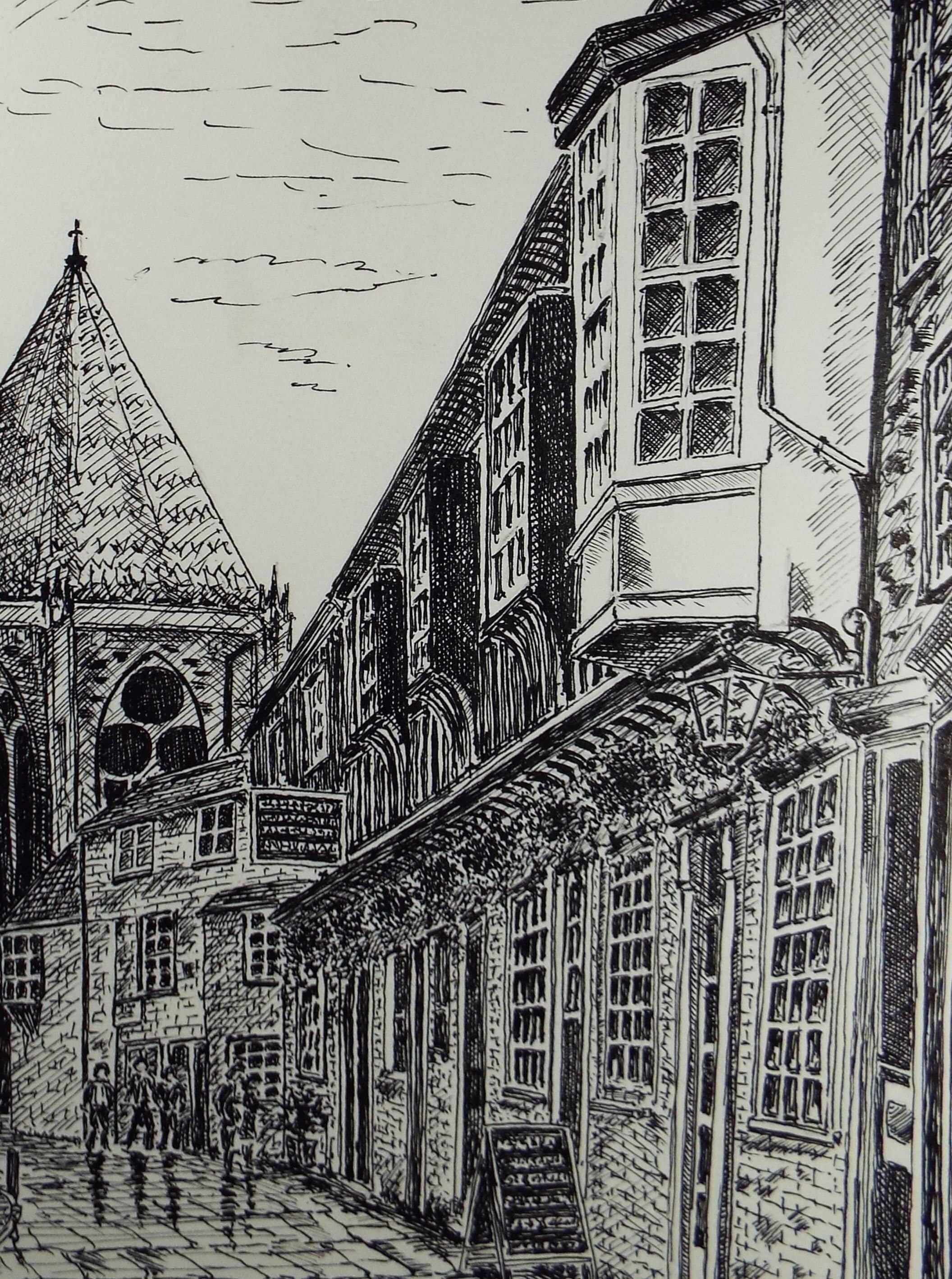 Original Pen and Ink, 'Minster Road, York', circa 1980's, Artist Unknown