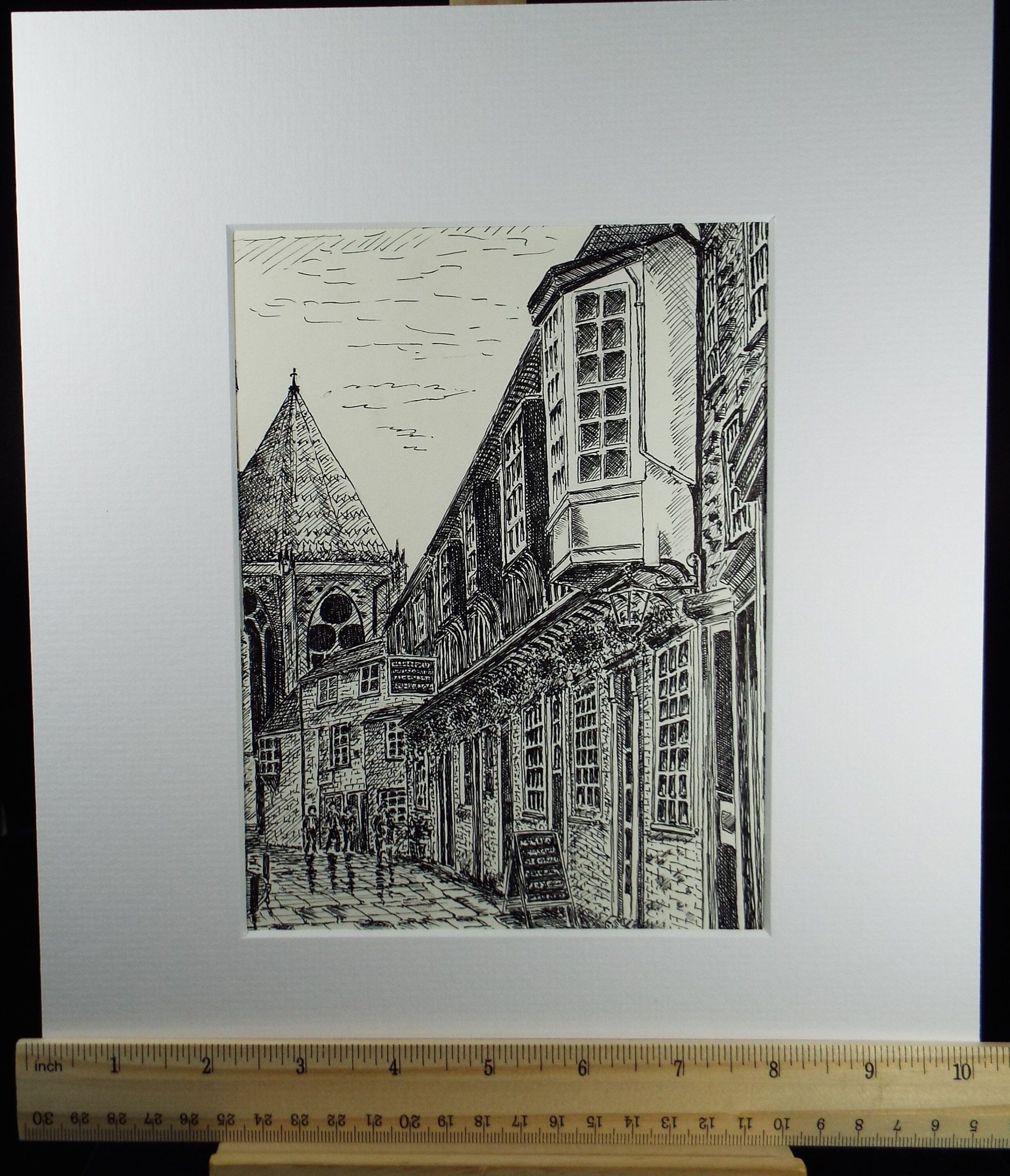 Original Pen and Ink, 'Minster Road, York', circa 1980's, Artist Unknown