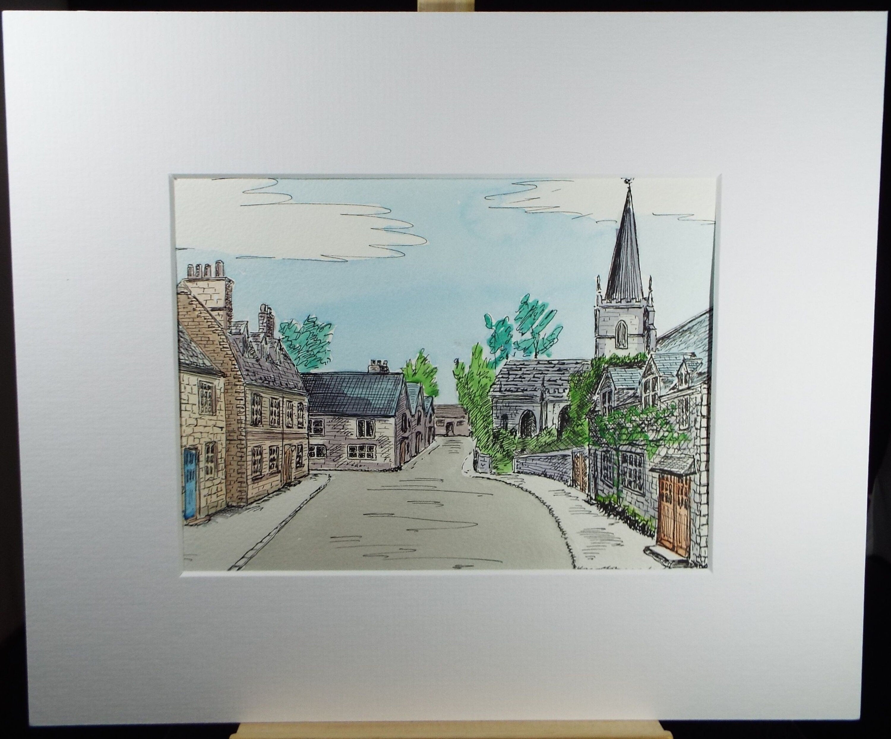 Original Watercolour and ink,'Streetscene', Circa 1990's, Unknown Artist