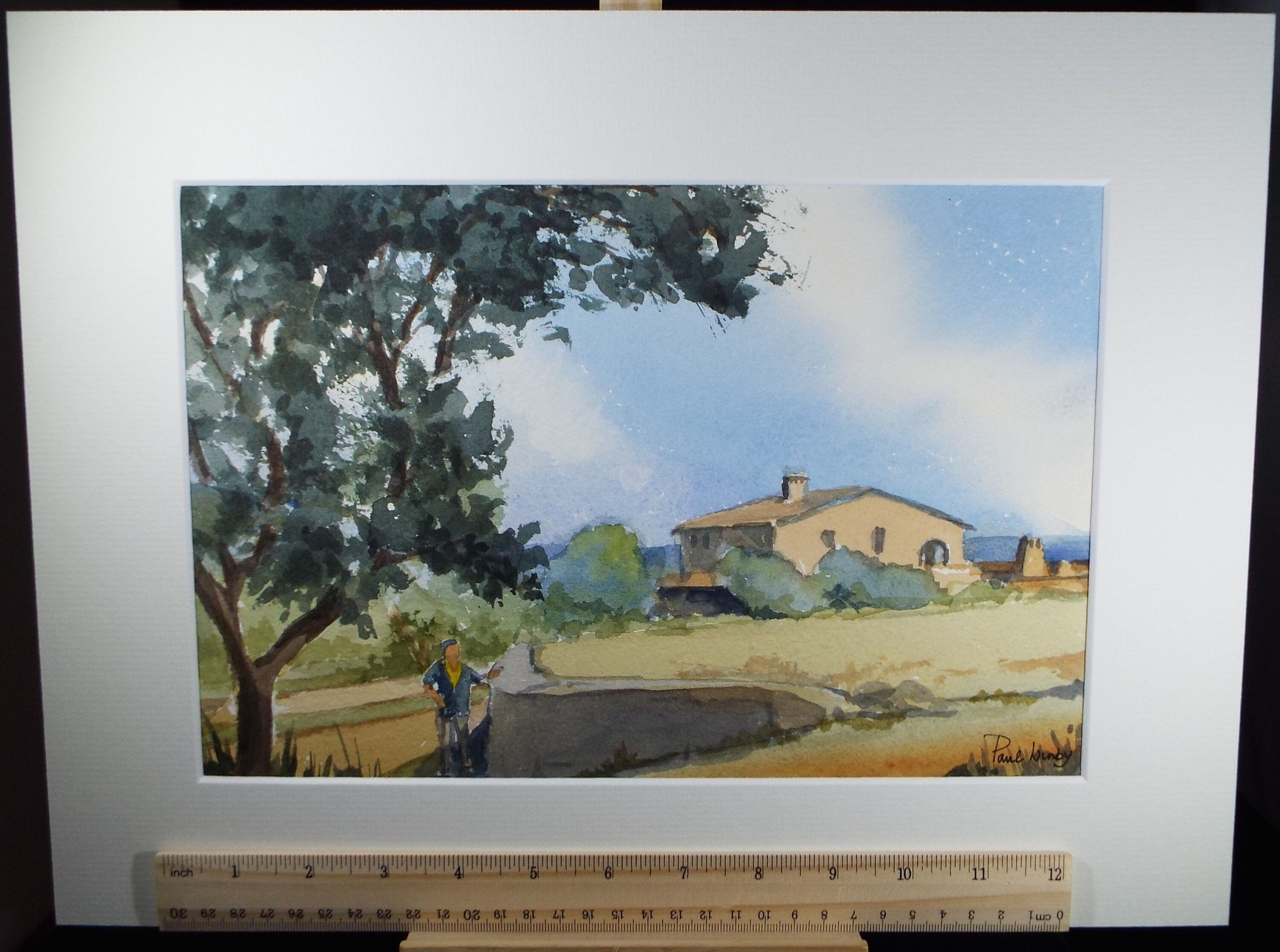 Original Watercolour on Paper, 'Farmhouse with figure', Paul Winby, Circa 1990's
