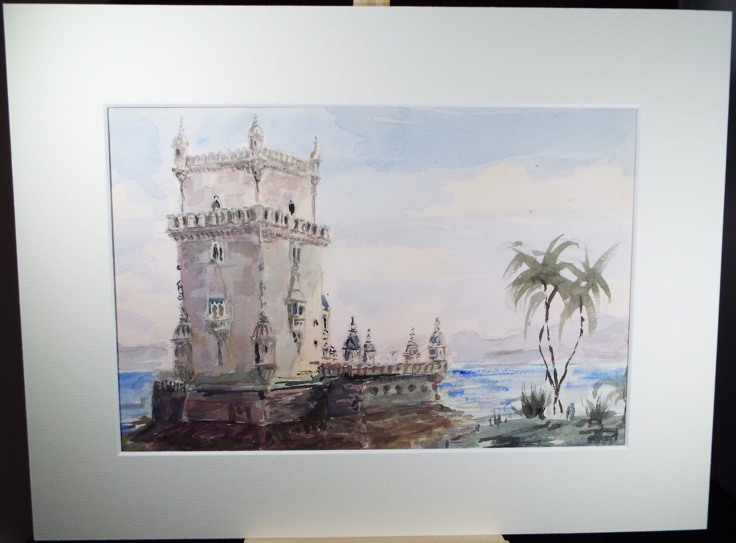 Original Watercolour, 'Torre de Belem, Lisbon', c1990's, Artist Unknown