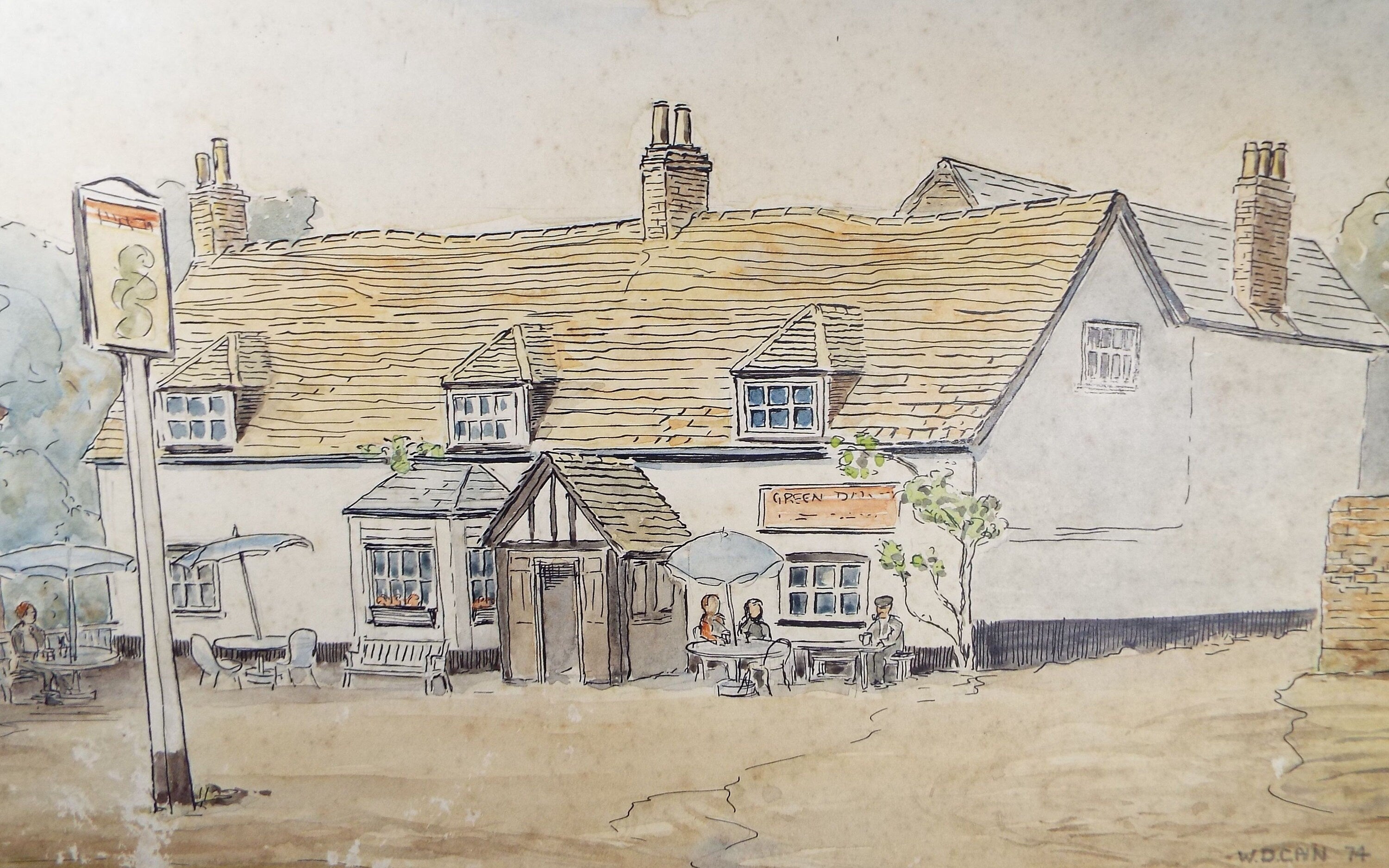 Original Watercolour, 'The Green Dragon, St Albans', 1974, W D Cain