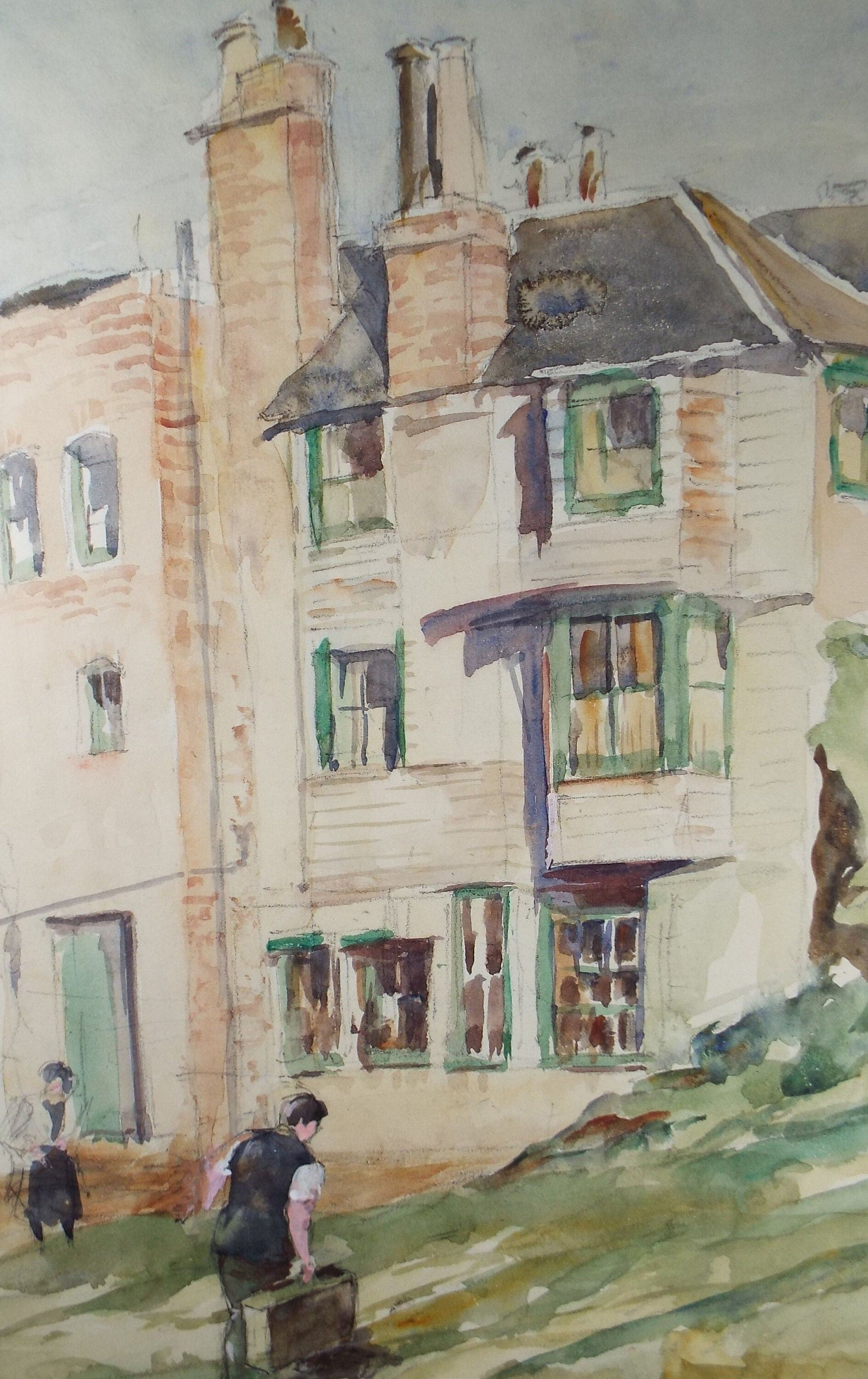 Original Watercolour, 'The Guesthouse', C R Chase (1893-1988), Circa 1950's