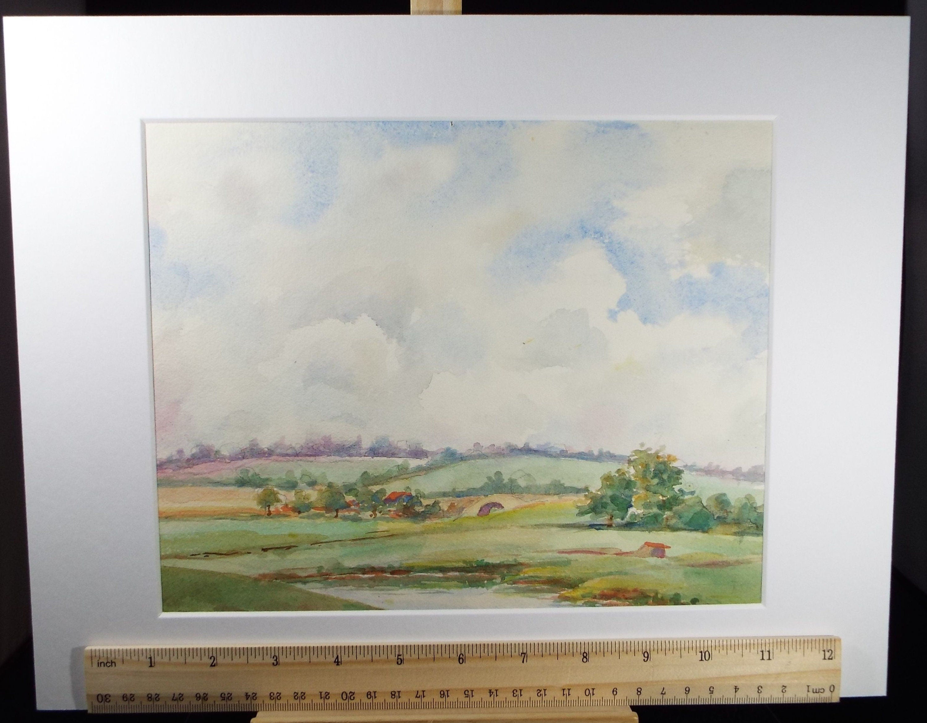 Original Watercolour, 'River through a green Landscape' Mid 20th Century,Artist Unknown