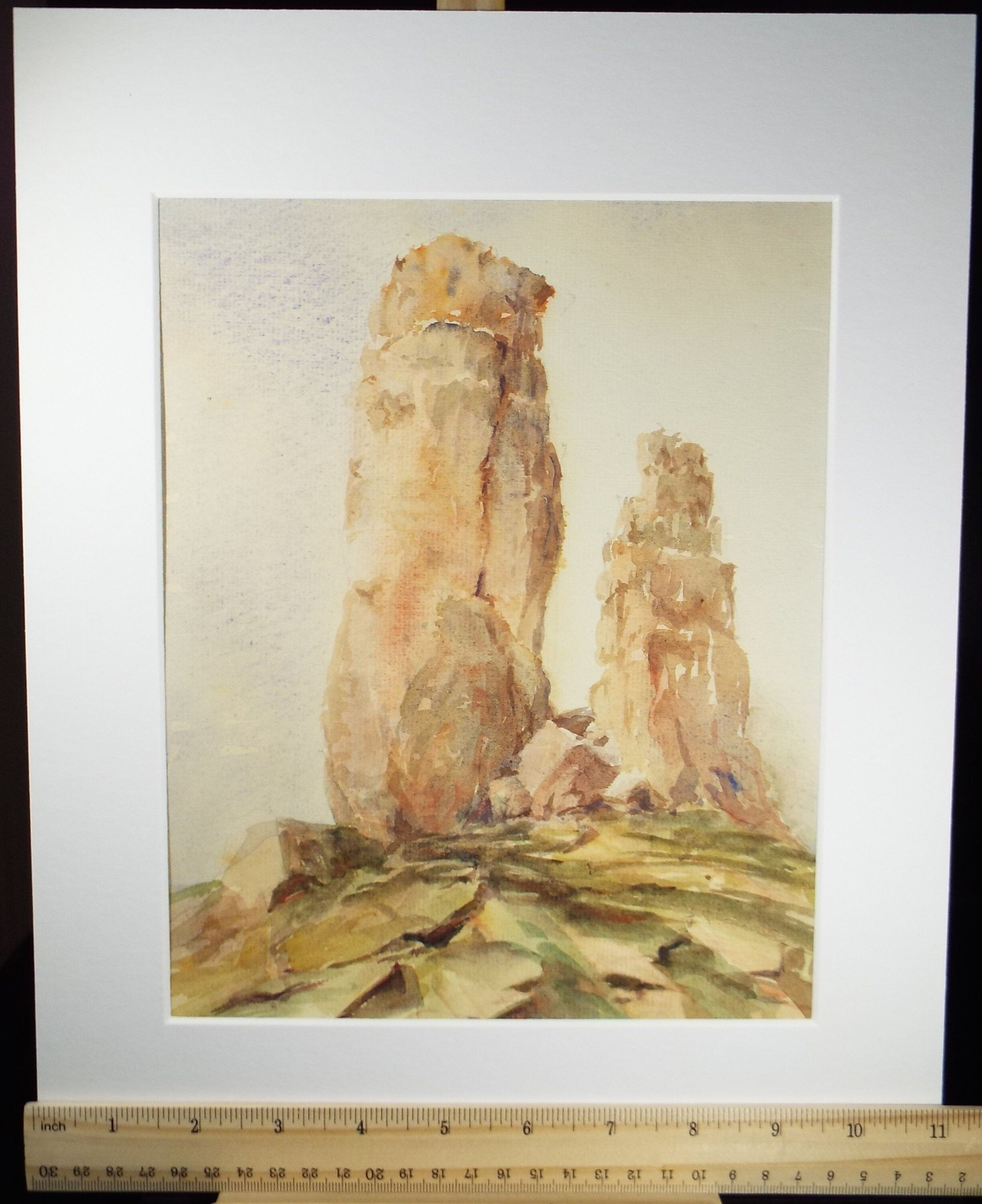 Original Watercolour on Paper, 'Rock Pinnacles', Mid 20th Century, C R Chase (1993-1988)
