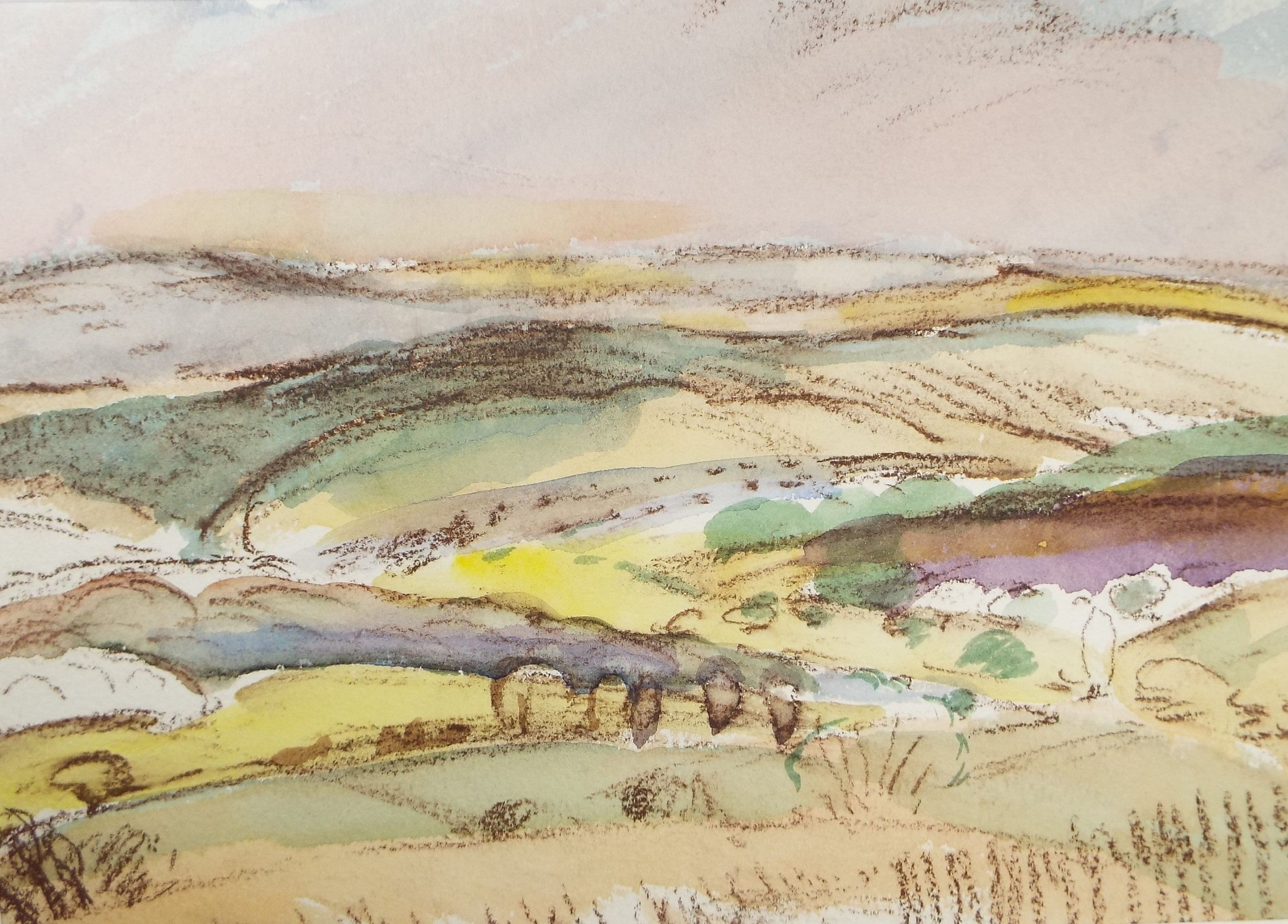 Original Pastel, 'Hilly Fields', c1980's, Artist Unknown