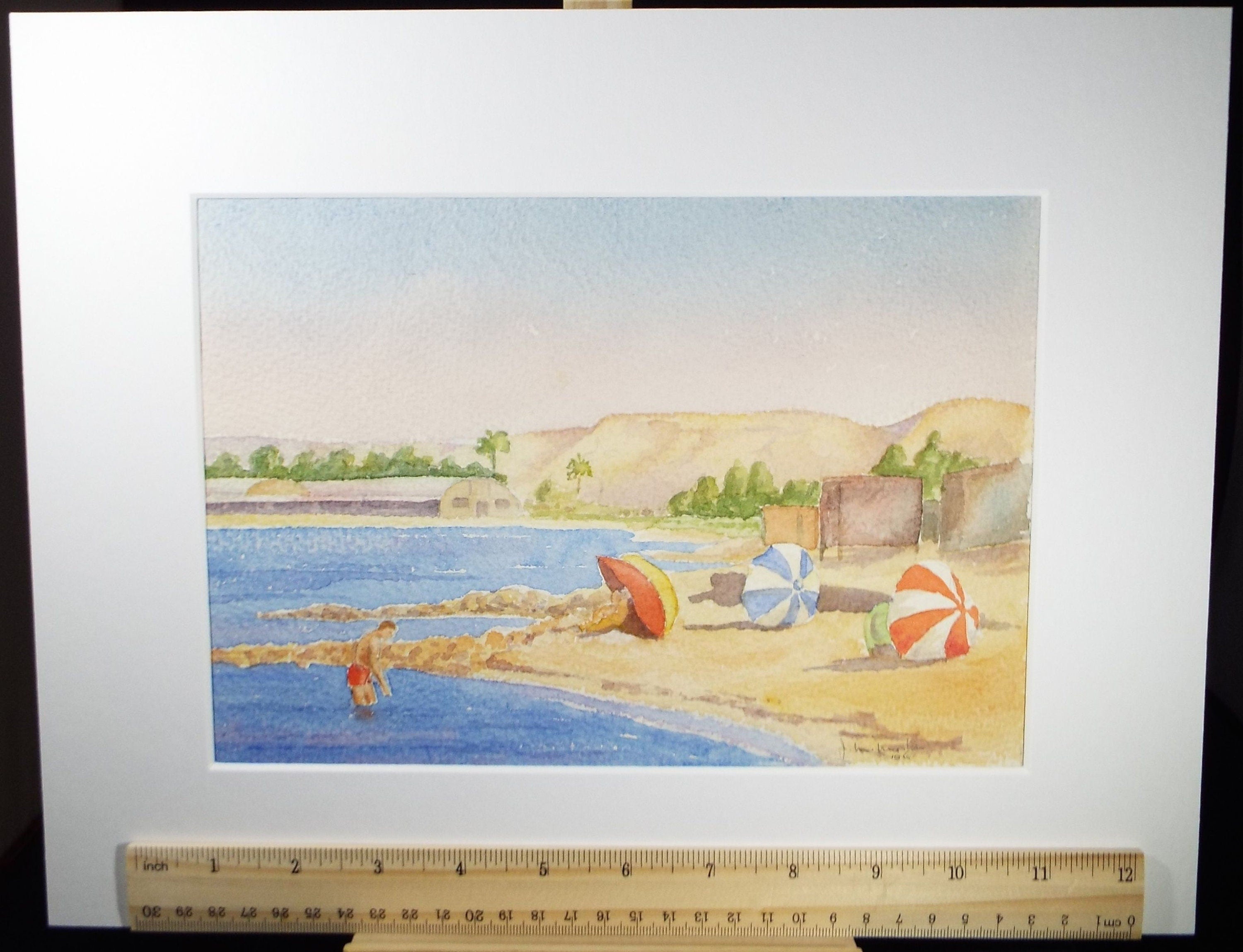 Original Watercolour, 'Beach Holiday', Dated 1950, J M Morton