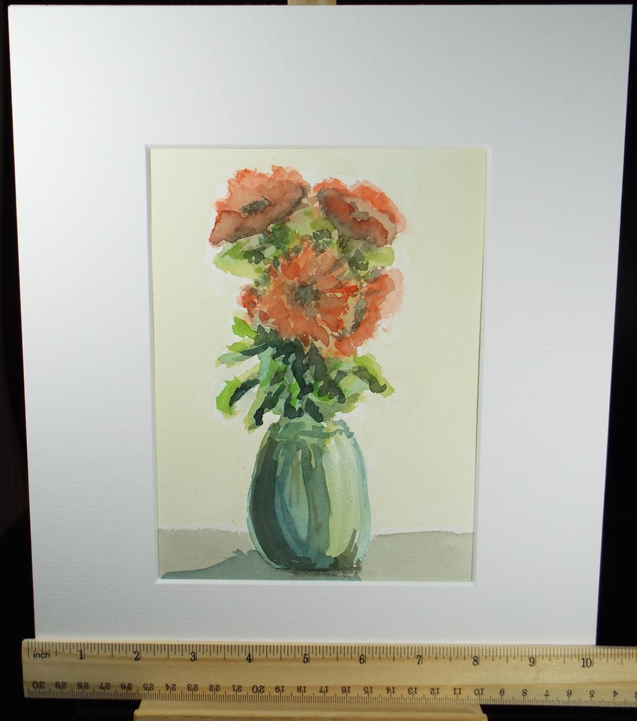 Original Watercolour, 'Poppies in a Vase', Circa 1980's, Artist Unknown