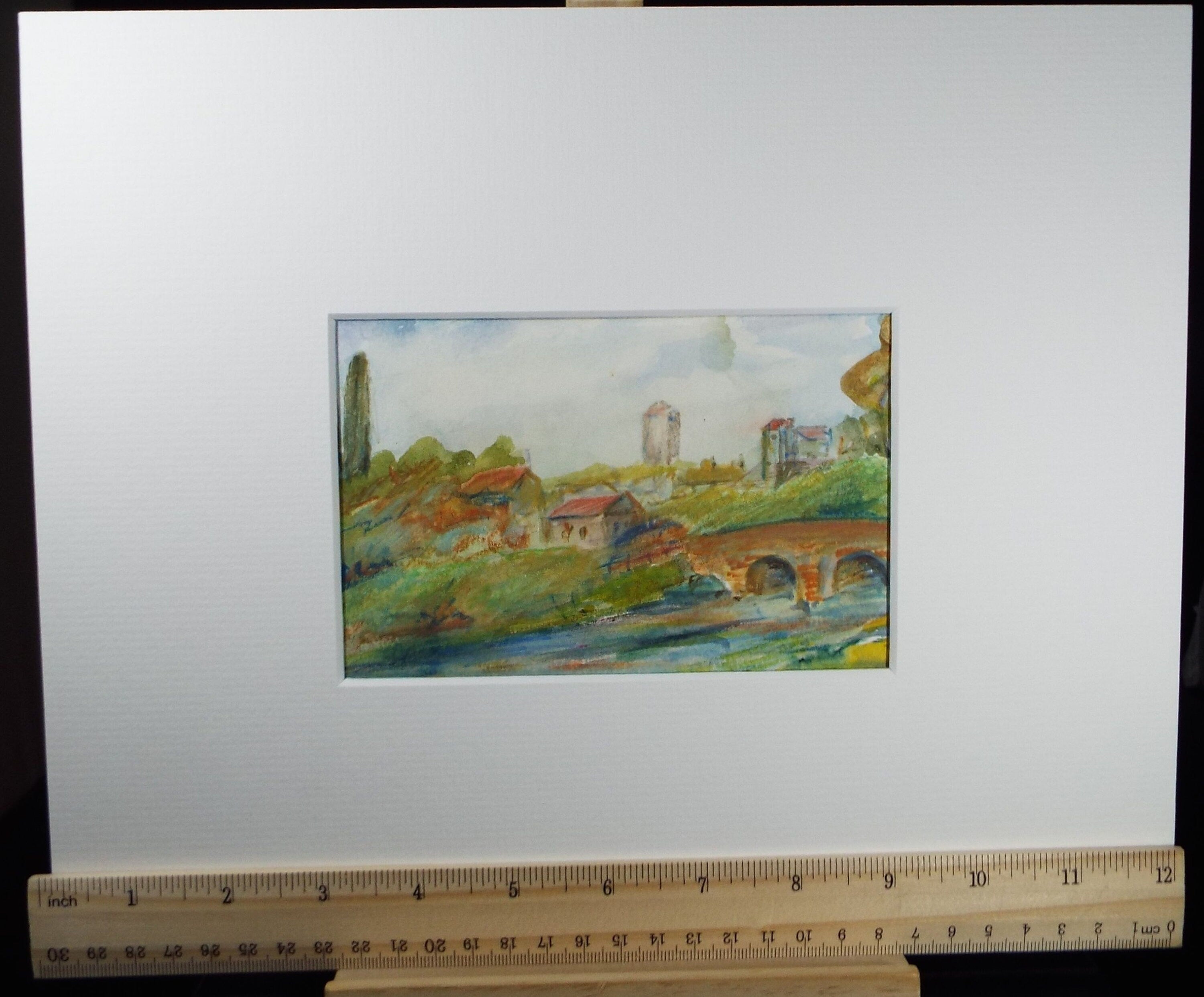 Original Watercolour, 'Italian Village', Circa 1990's, Artist Unknown