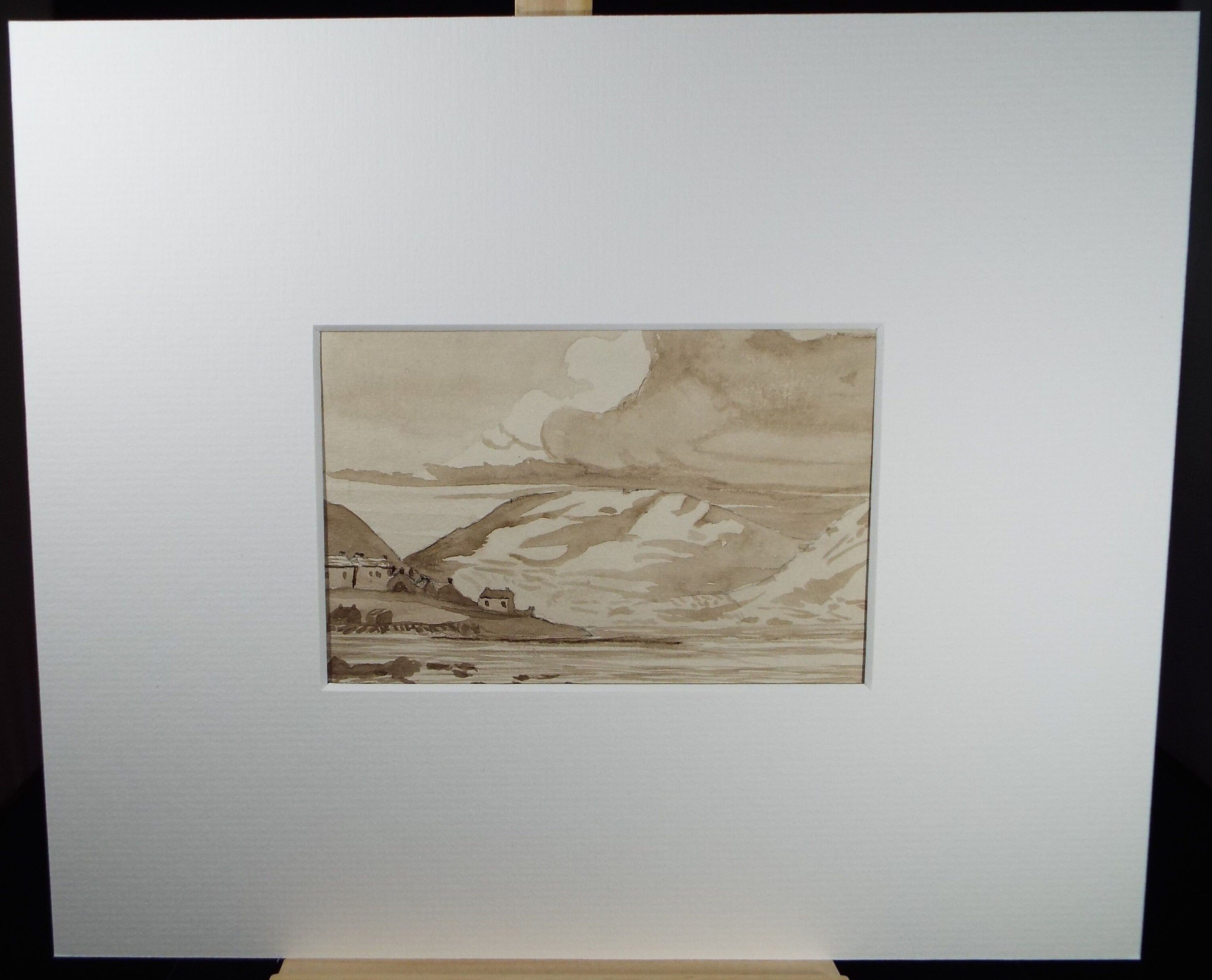 Original Watercolour, 'Coastal Village', Dated 1880, Artist unknown