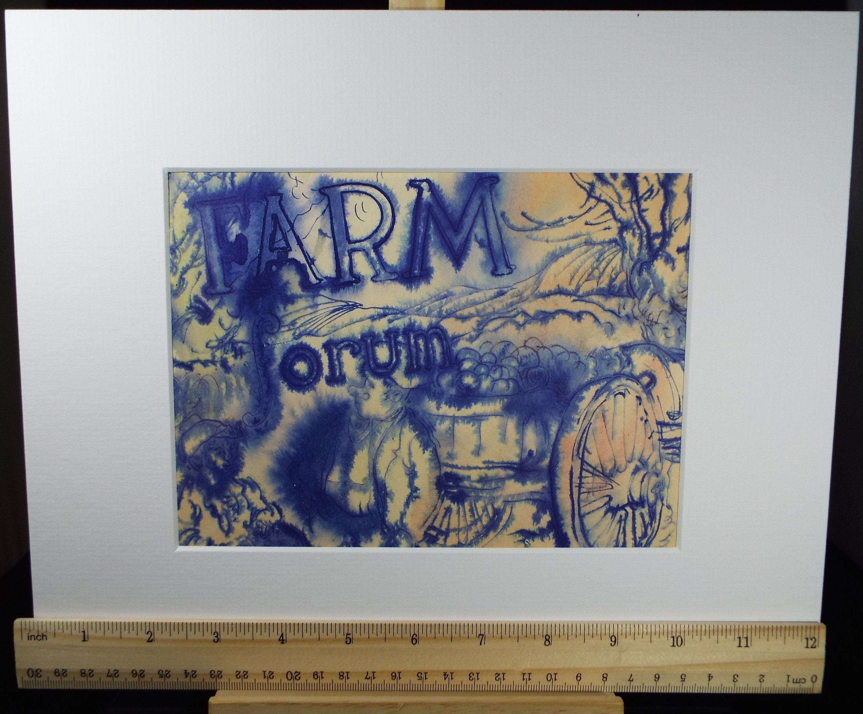 Original Watercolour, 'Farm Forum - with Figure and Cart', Circa 1950's, William D Clyne (1922-1981)