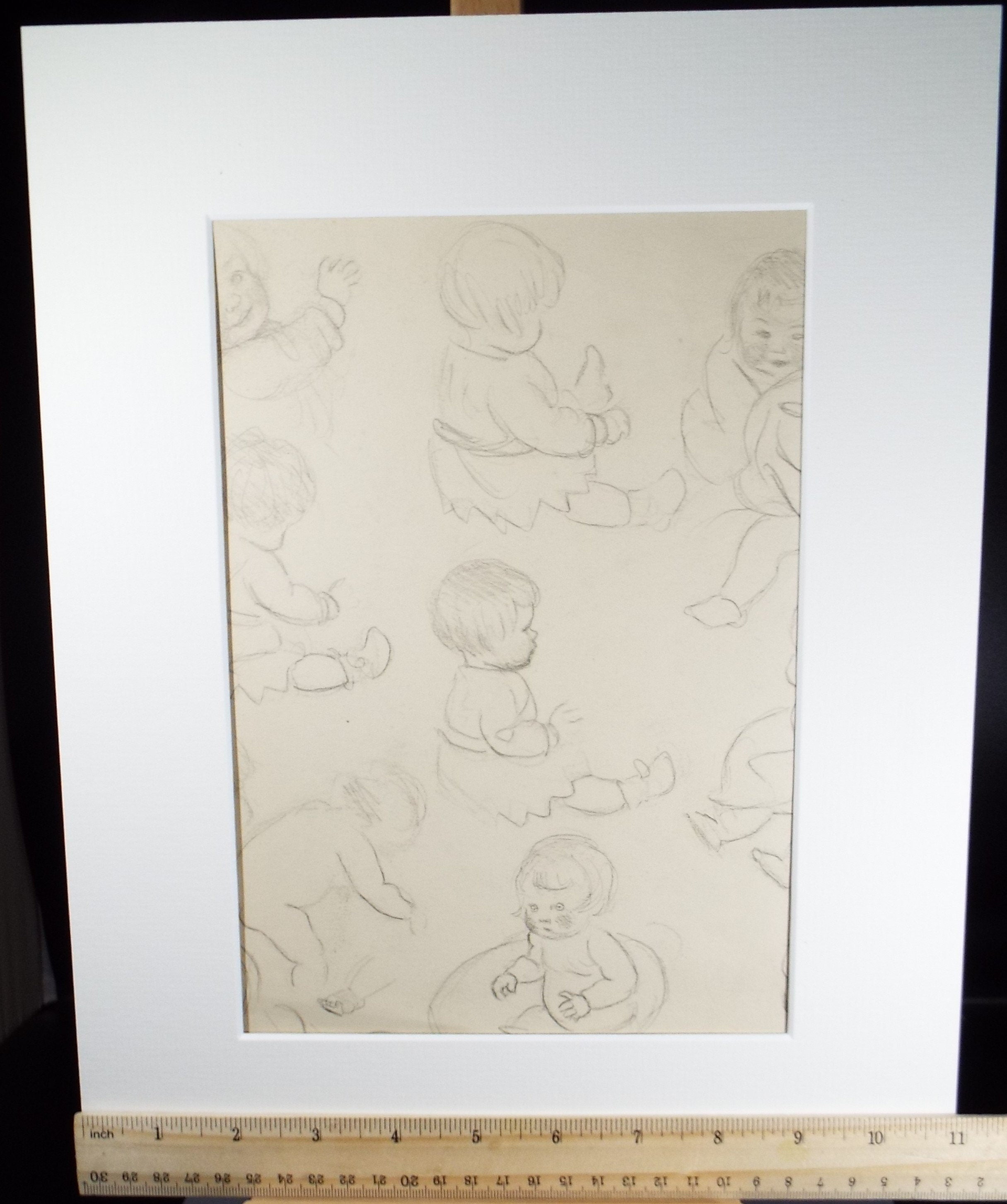 Original pencil sketch, 'Child Studies', Susan Beatrice Pearce (1878-1980), Circa 1910