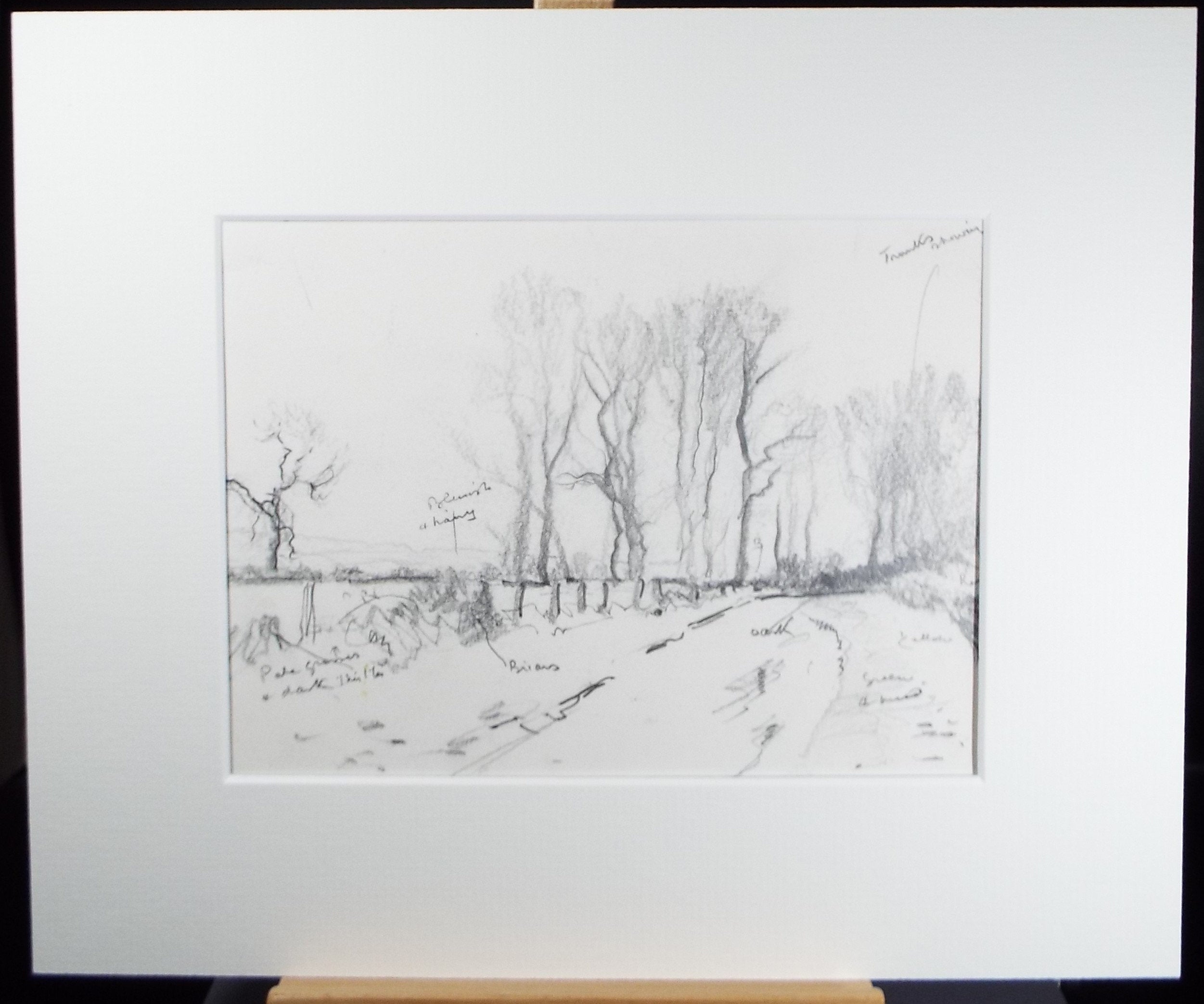 Original Pencil Sketch, Michael Lyne (1912-1989), 'Track with Elm Trees', Mid 20th Century