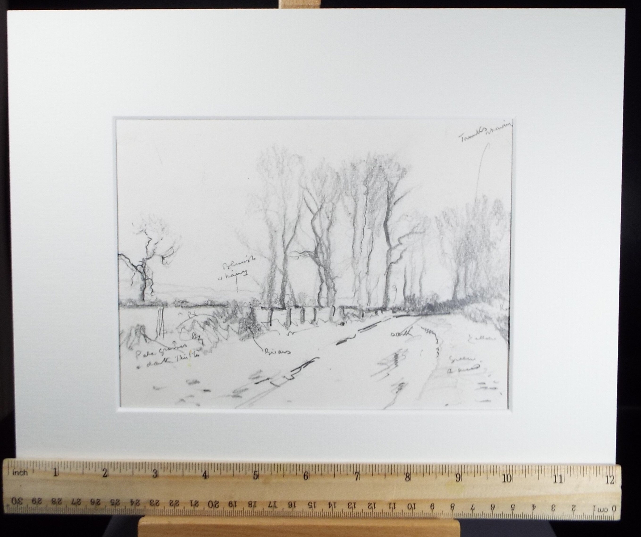 Original Pencil Sketch, Michael Lyne (1912-1989), 'Track with Elm Trees', Mid 20th Century