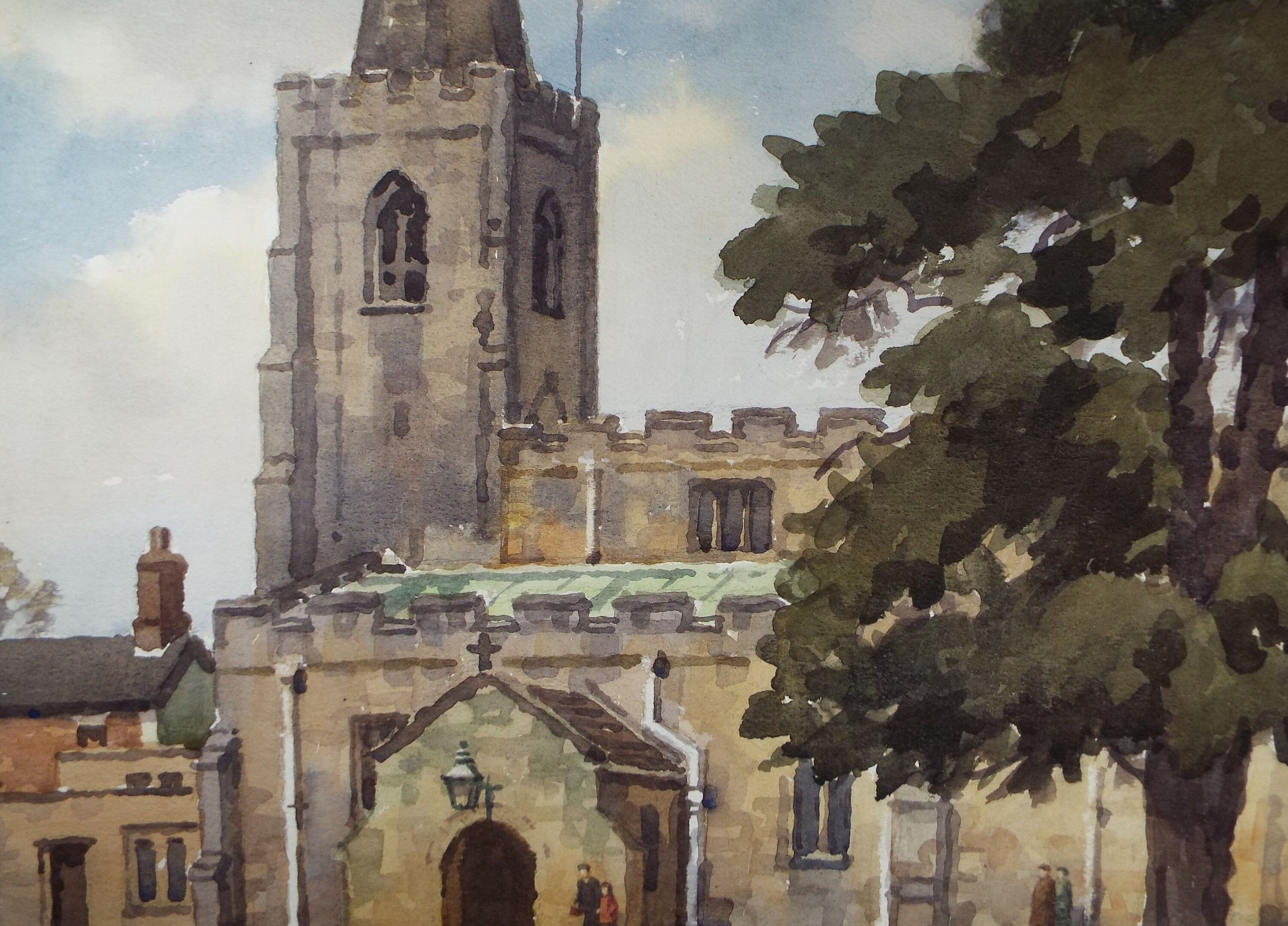 Original Watercolour on Paper, 'New Backford Church', Edward Albert Hickling (1913-1998), Circa 1950's